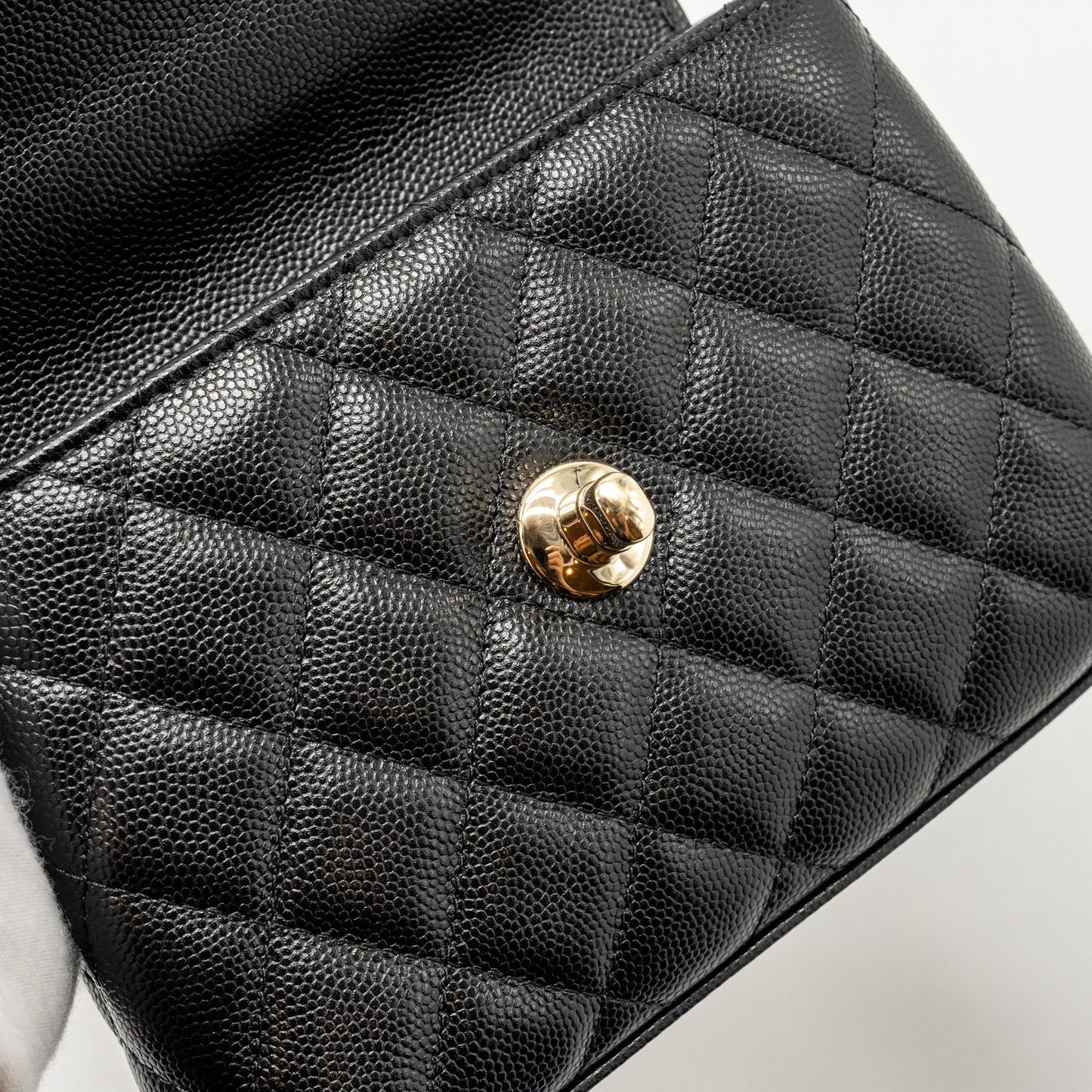 Chanel Coco Handle Clutch with Chain Caviar Black L (Microchip)