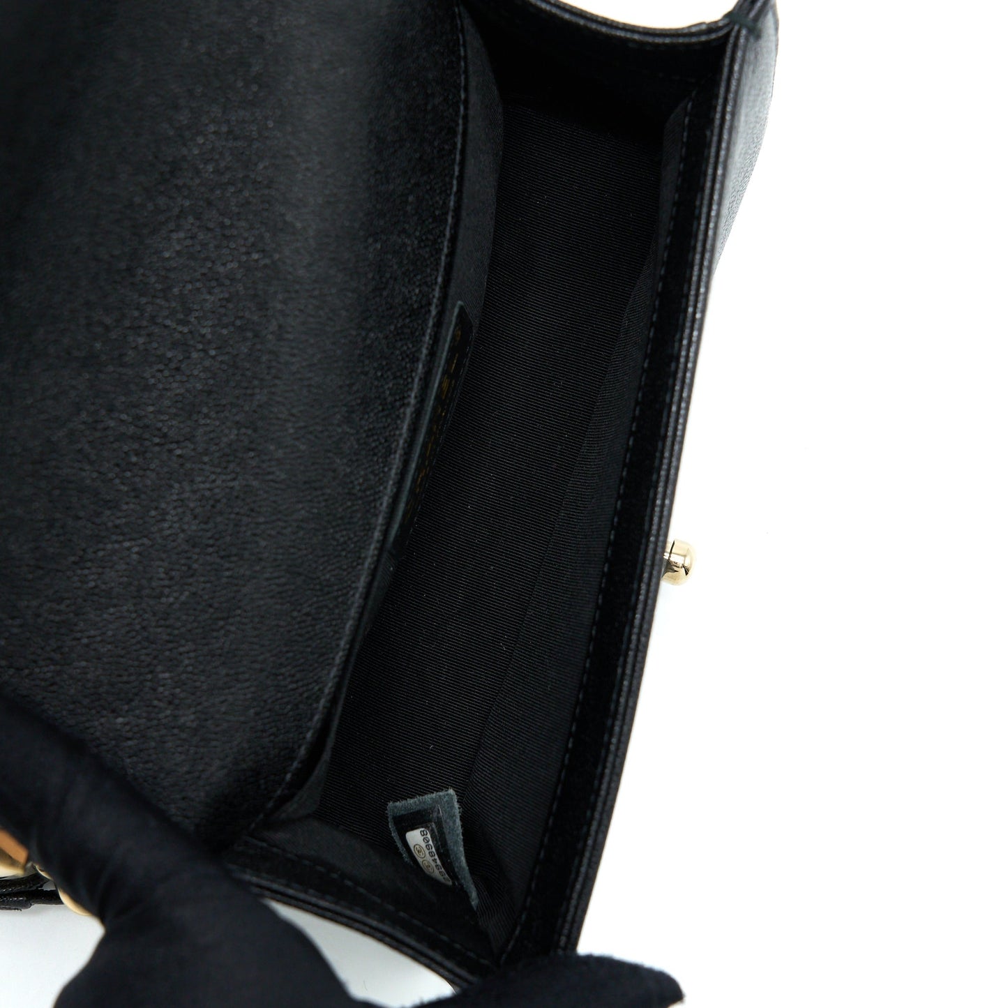 Chanel Small Boy Bag Chevron Caviar Black L