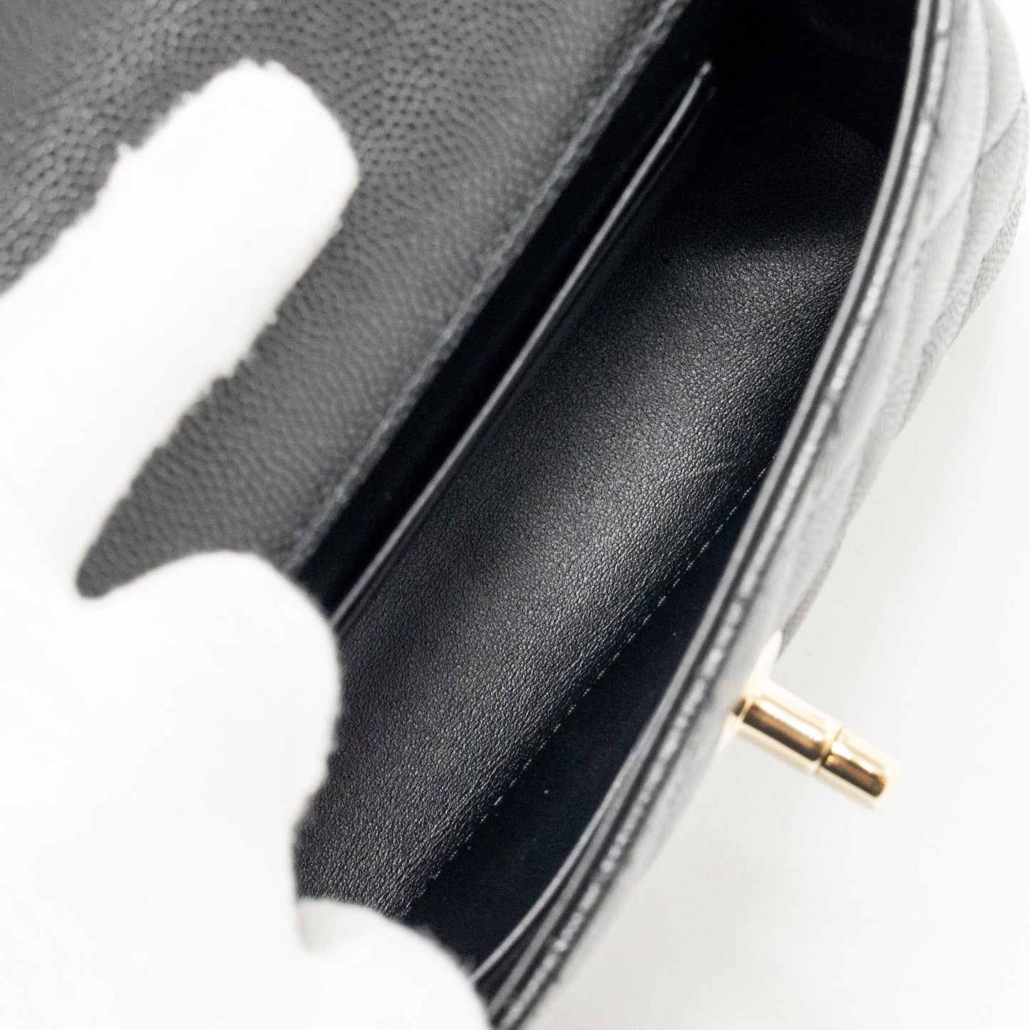 Chanel Coco Handle Clutch with Chain Caviar Black L (Microchip)