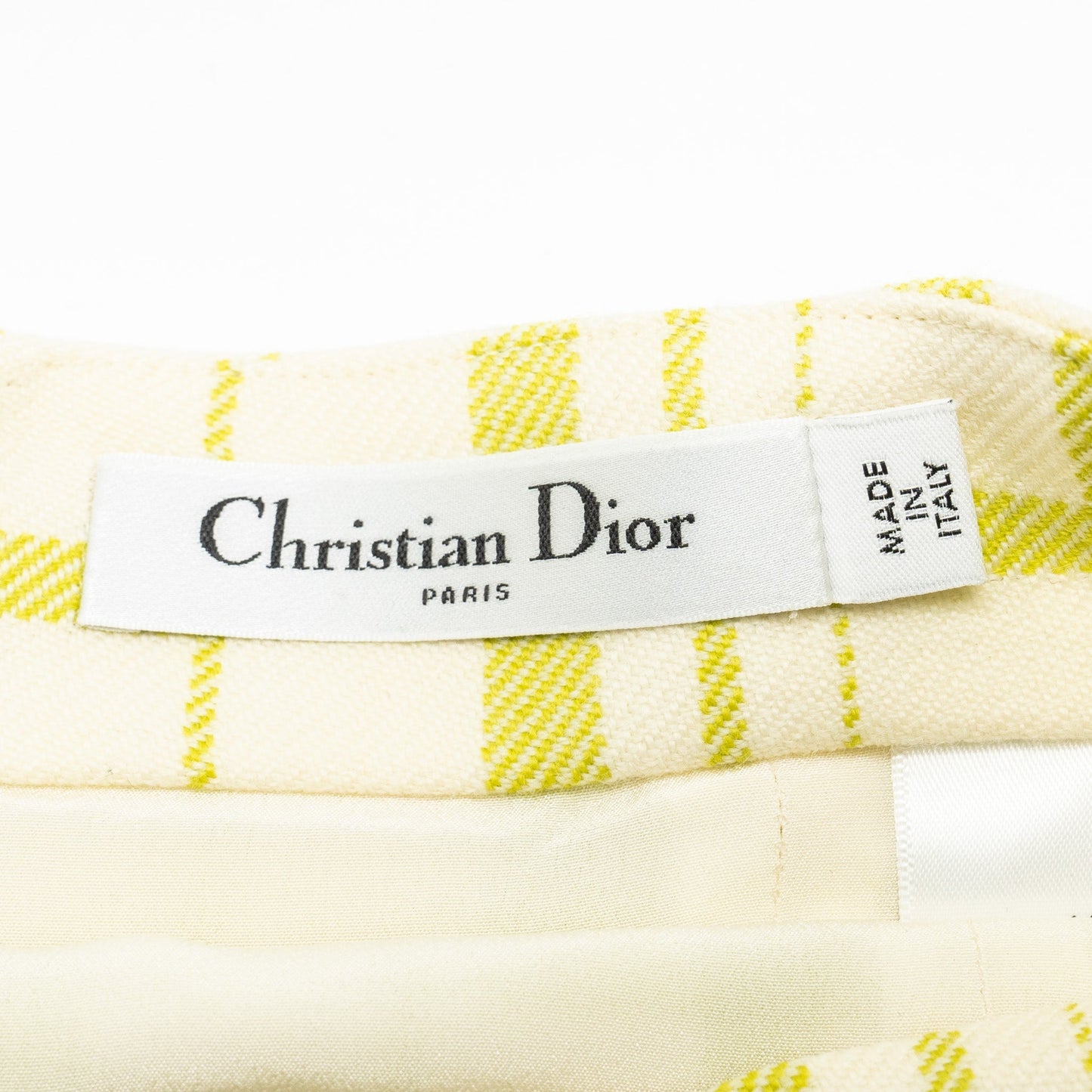 Dior Size 36 Pop Check Skirt Virgin Wool Light Green/ White