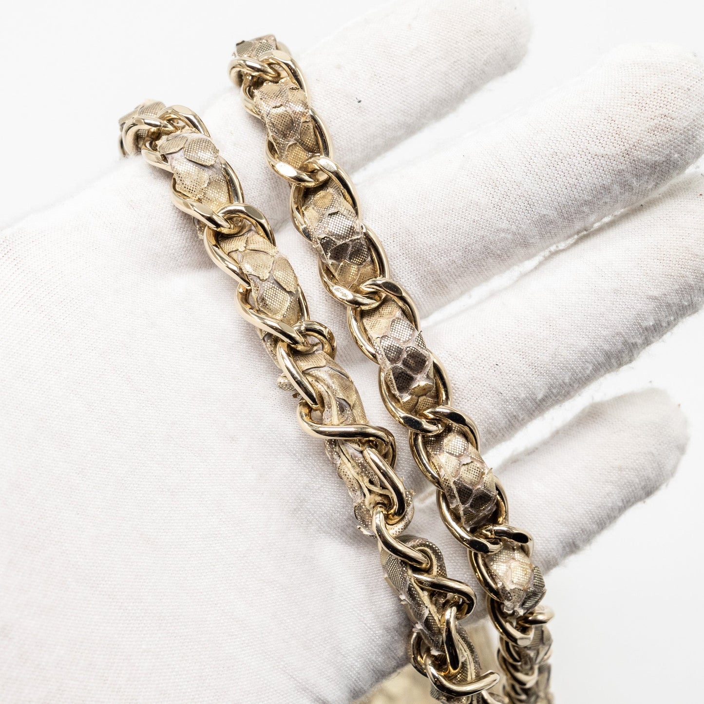 Chanel medium classic double flap bag python Gold