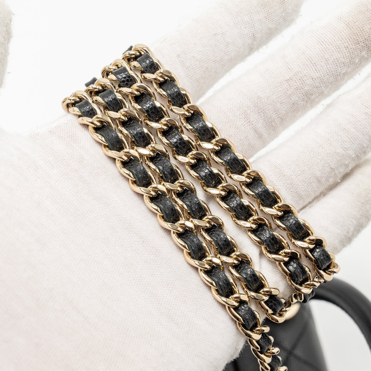 Chanel Coco Handle Clutch with Chain Caviar Black L (Microchip)