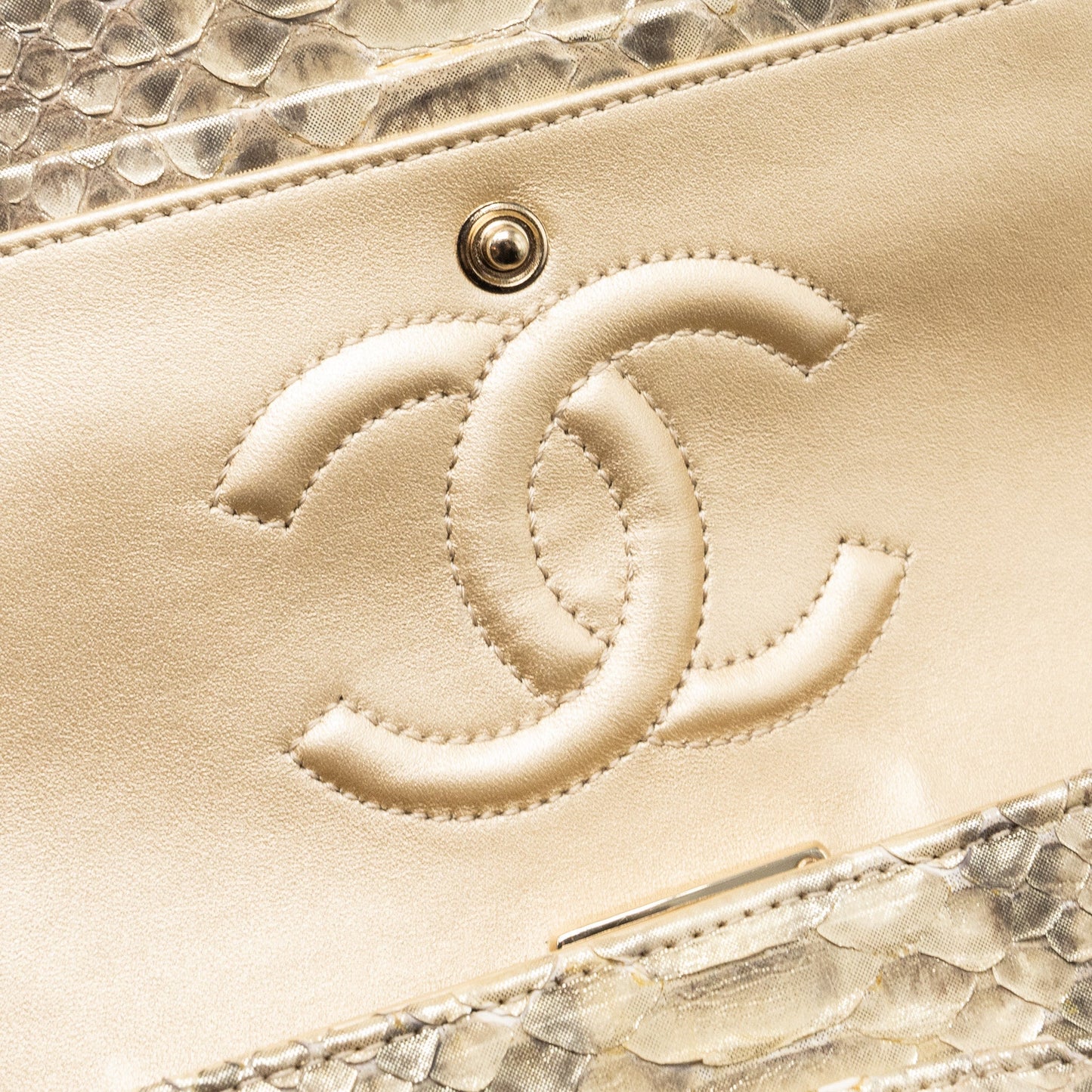Chanel medium classic double flap bag python Gold