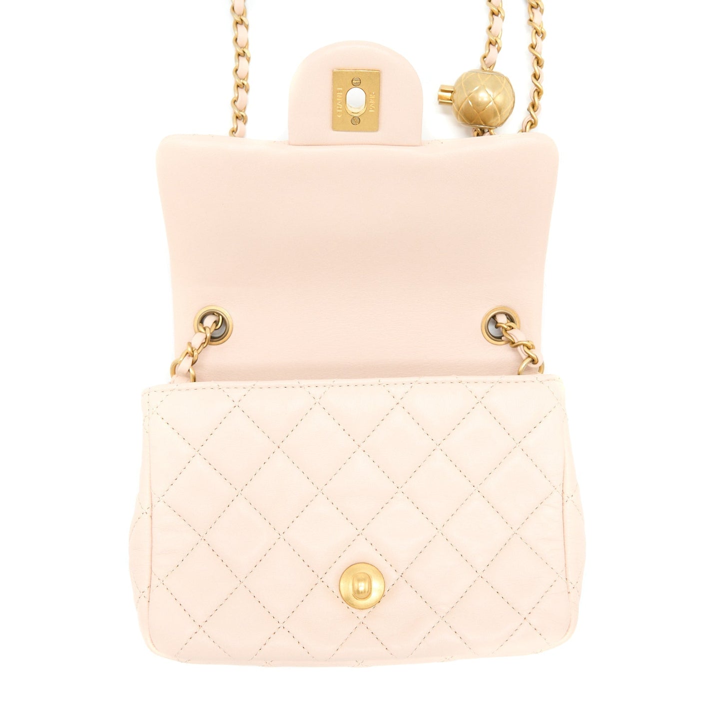 Chanel Pearl Crush Mini Square Lambskin Light Beige Brushed (Microchip)