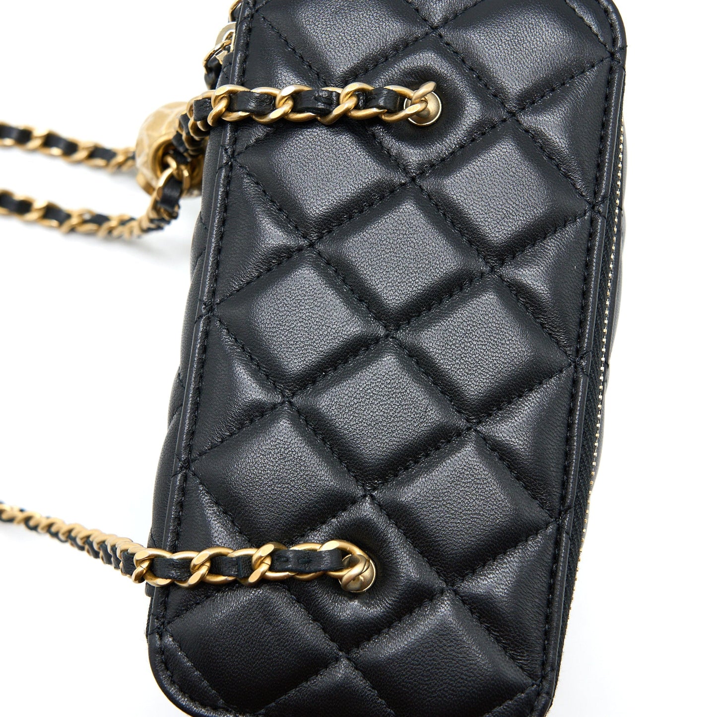 Chanel Pearl Crush Long Vanity Lambskin Black  (Microchip)