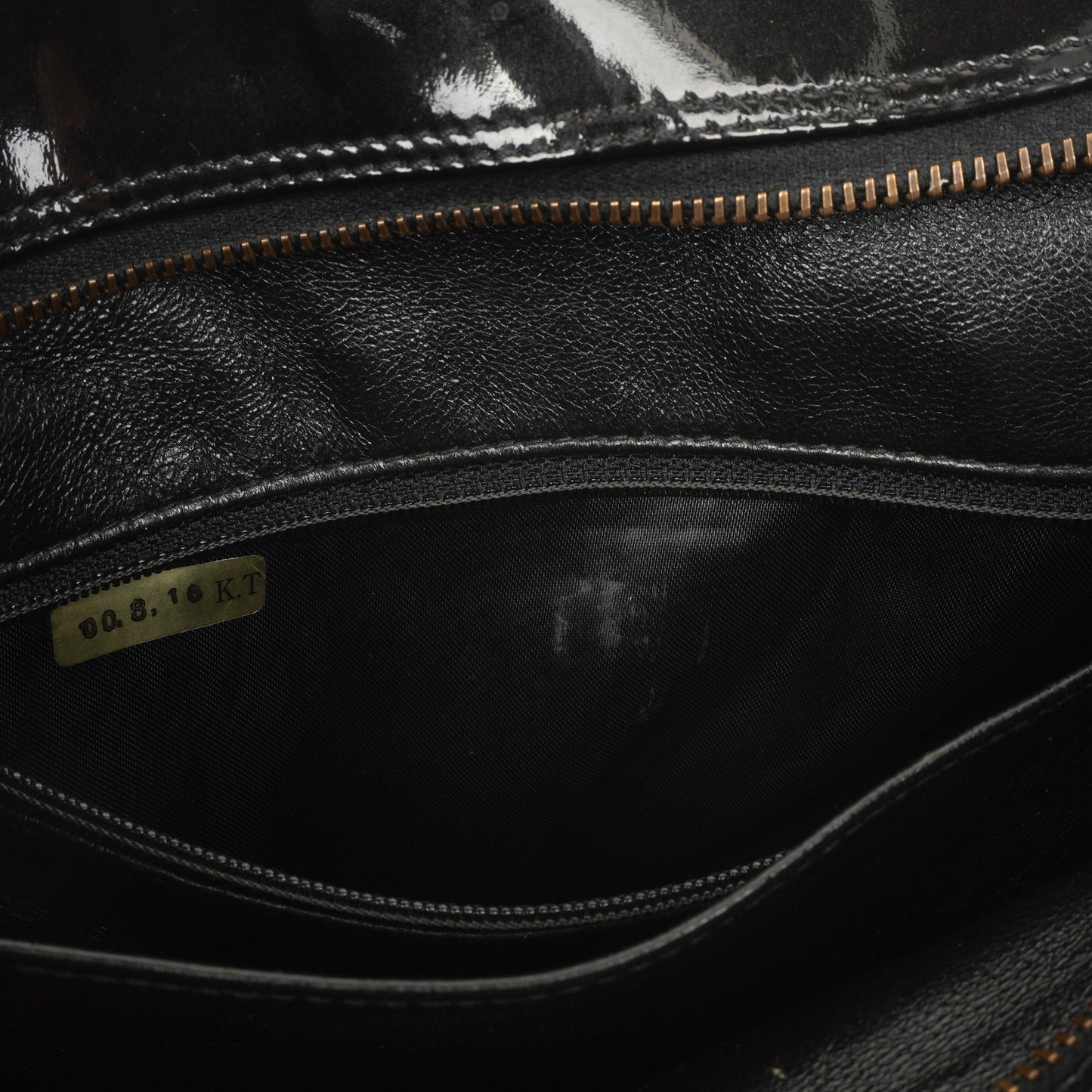 Chanel Diamond Stitch Black Quilted Patent Leather Shoulder Bag