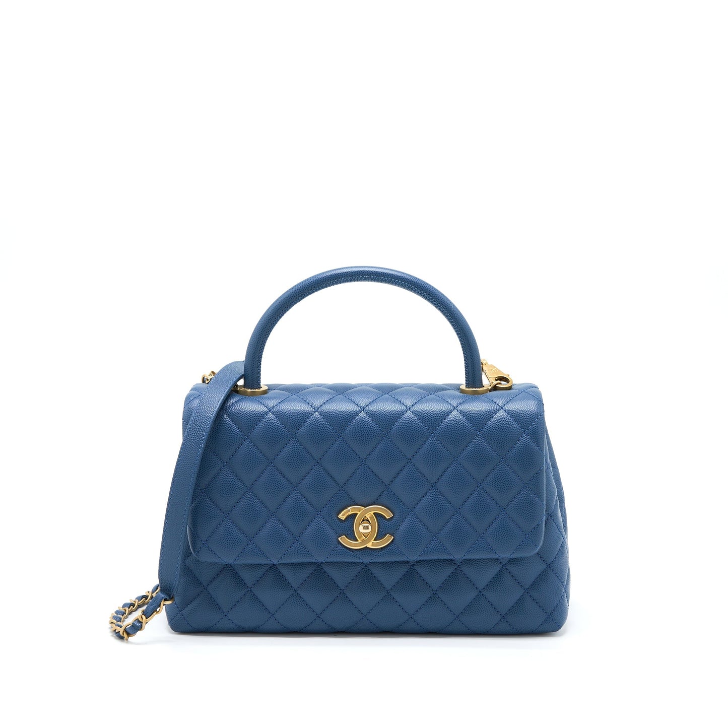 Chanel Medium Coco Handle Flap Bag Caviar Blue