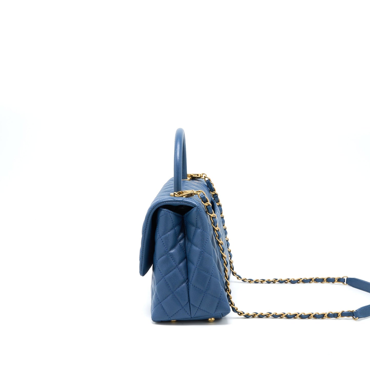 Chanel Medium Coco Handle Flap Bag Caviar Blue
