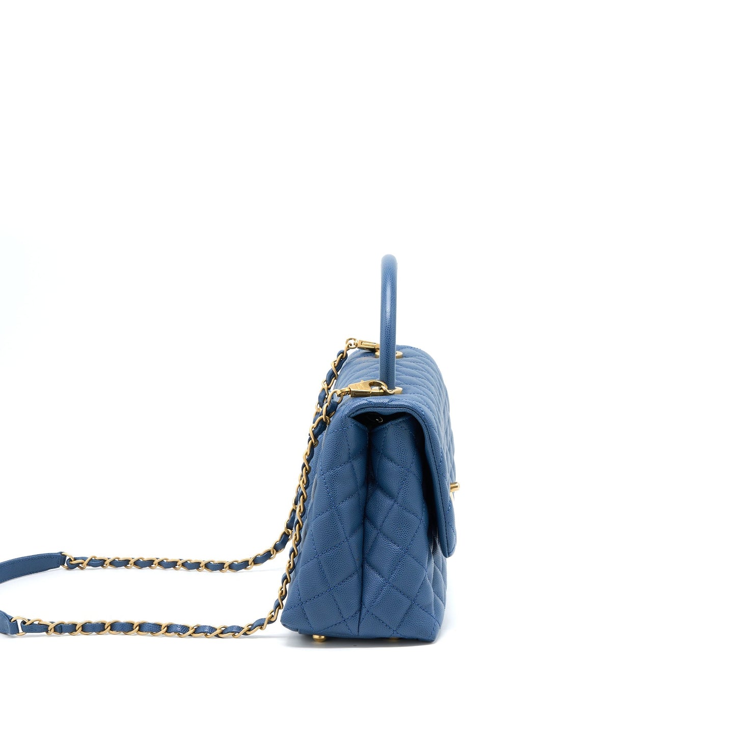 Chanel Medium Coco Handle Flap Bag Caviar Blue