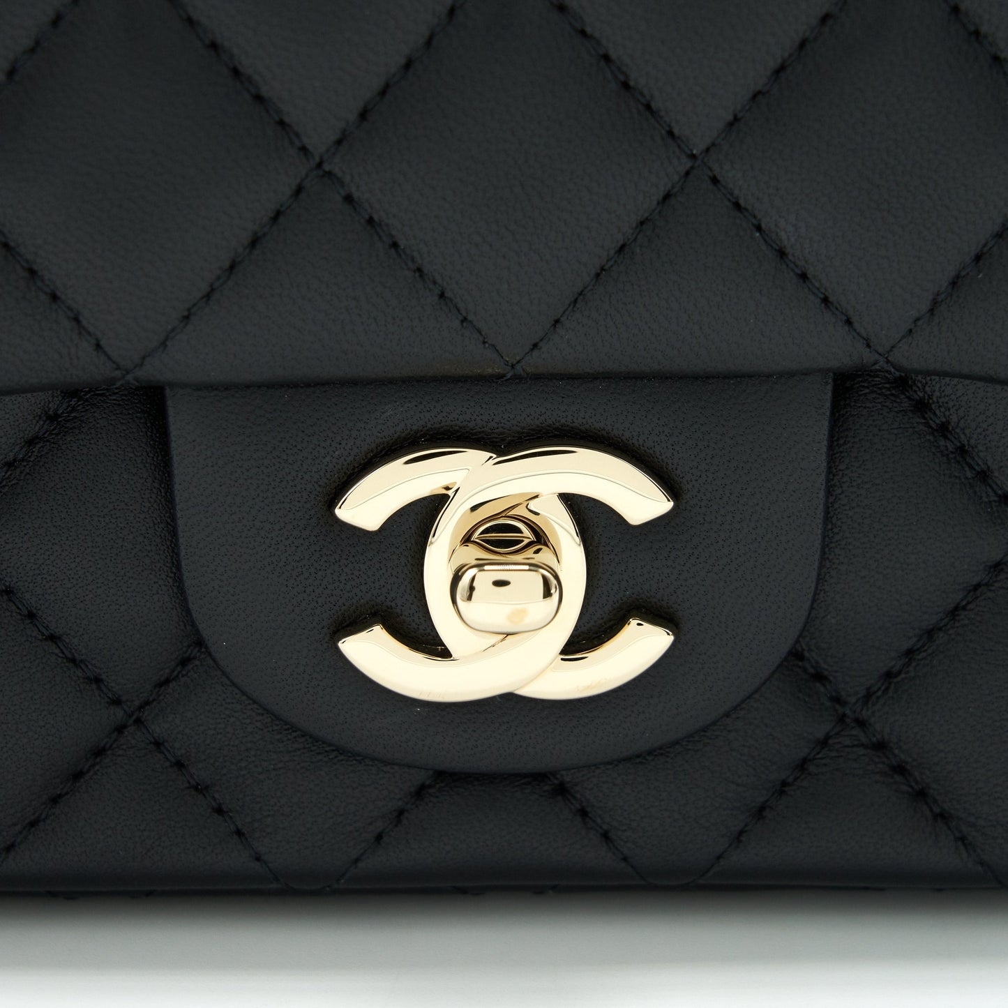 Chanel Mini Square Flap Bag Black Lambskin L