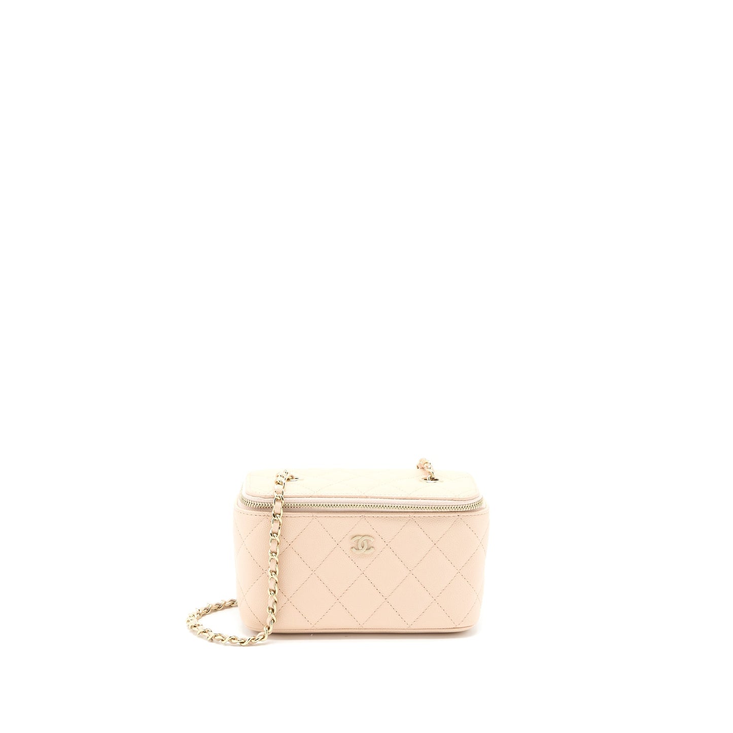Chanel Long Vanity Case Caviar Light Beige L