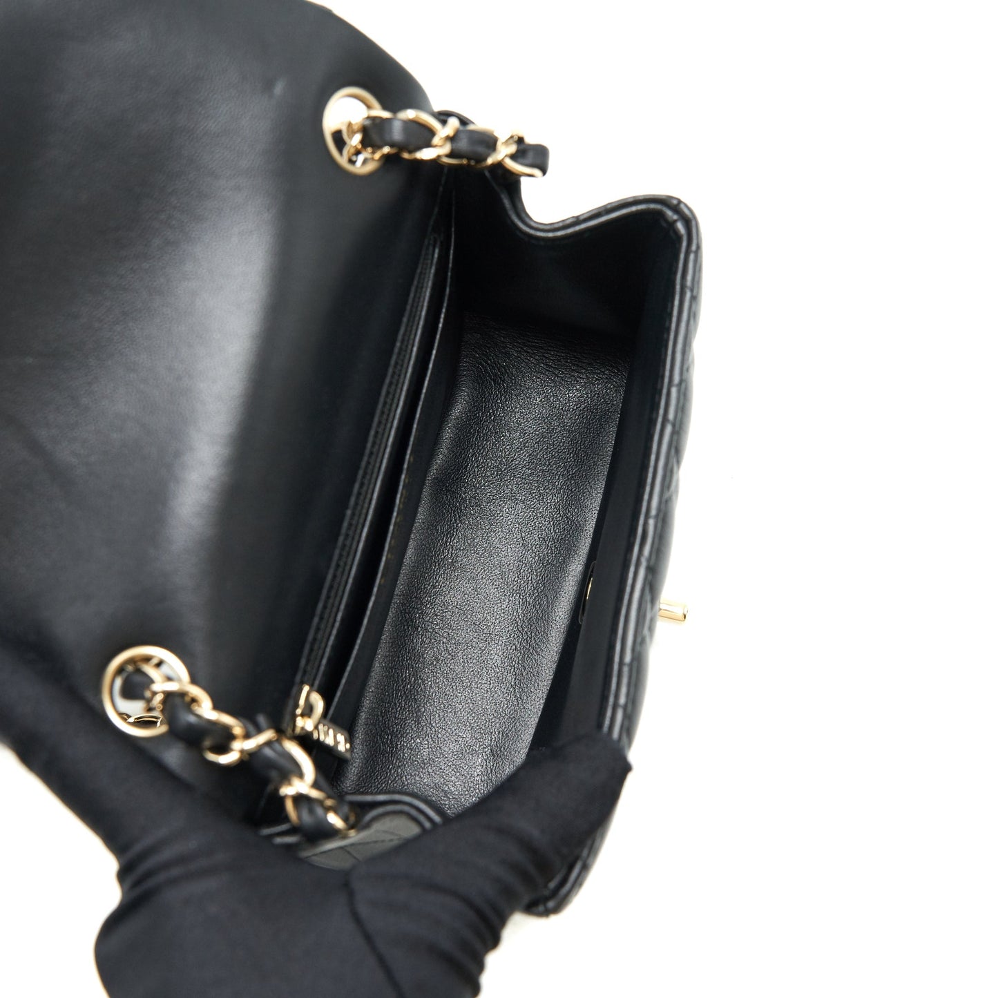 Chanel Mini Square Flap Bag Black Lambskin L