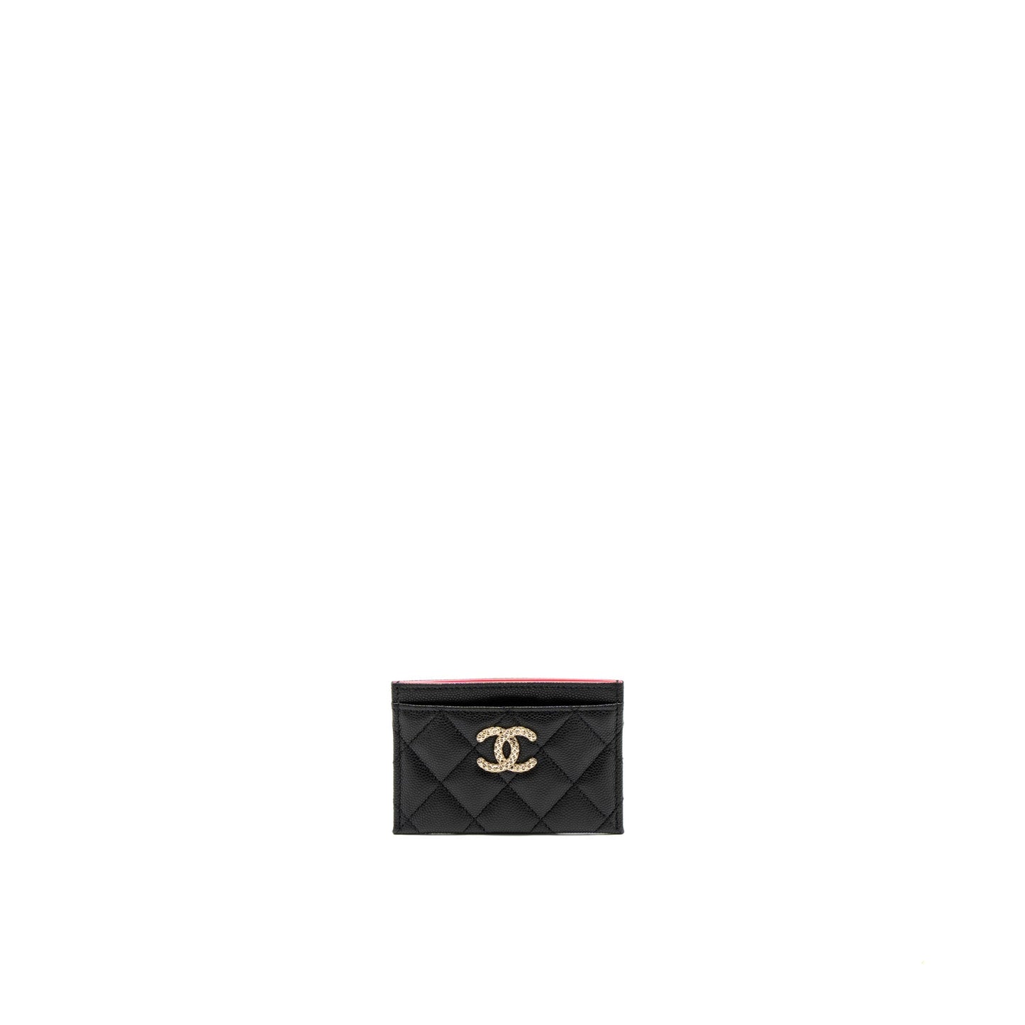 Chanel 23P Quilted CC Logo Card Holder Caviar Black L (Microchip)