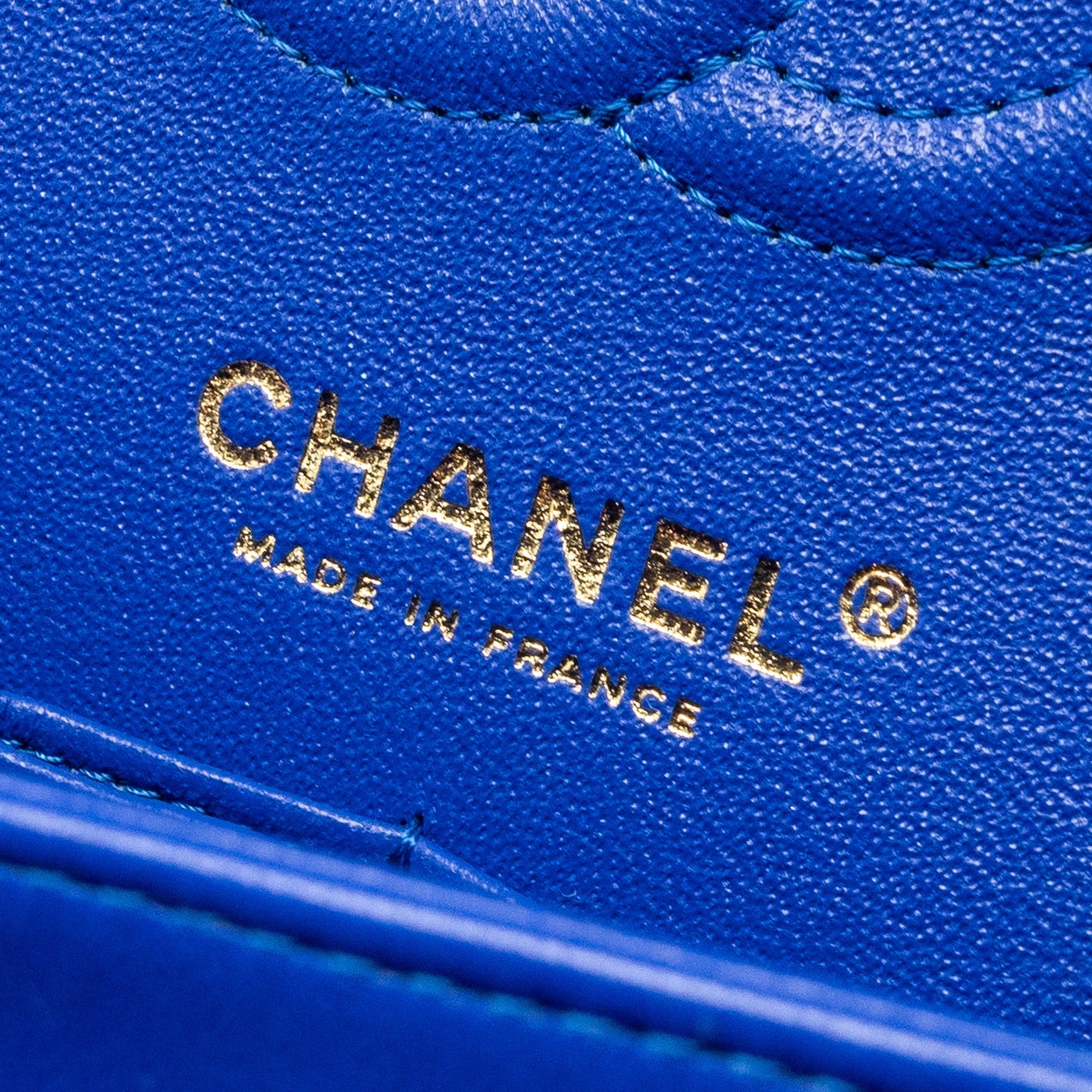Chanel small classic double flap bag chevron lambskin blue L