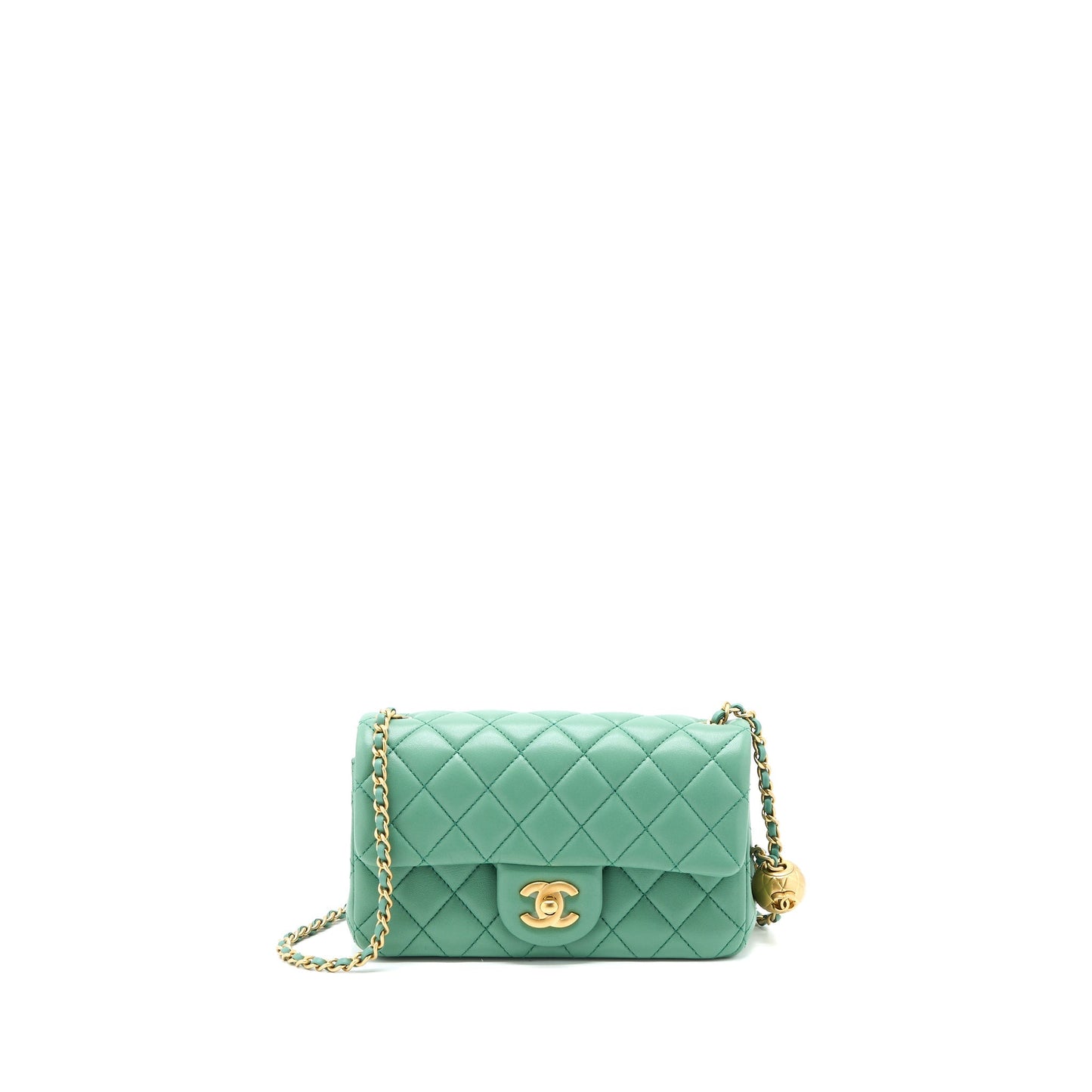 Chanel Pearl Crush Mini Rectangular Flap Bag Lambskin Green  (Microchip)