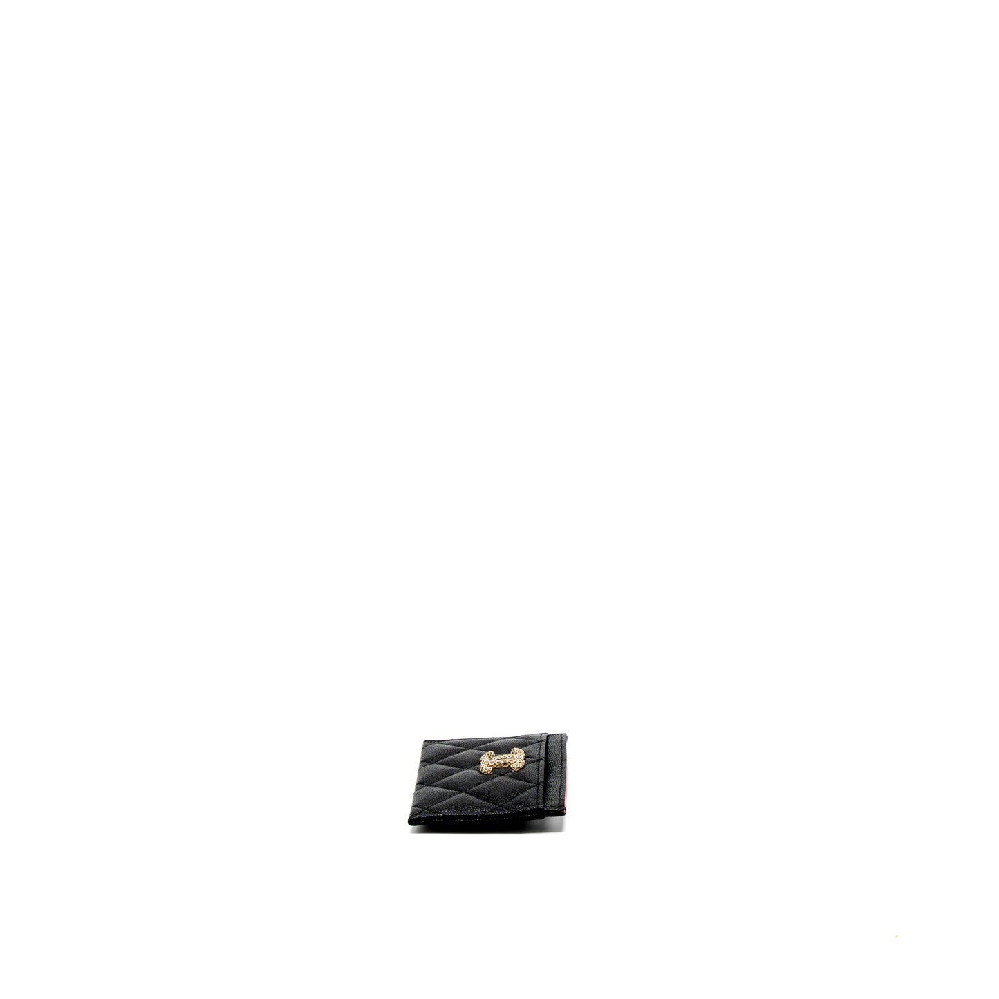 Chanel 23P Quilted CC Logo Card Holder Caviar Black L (Microchip)