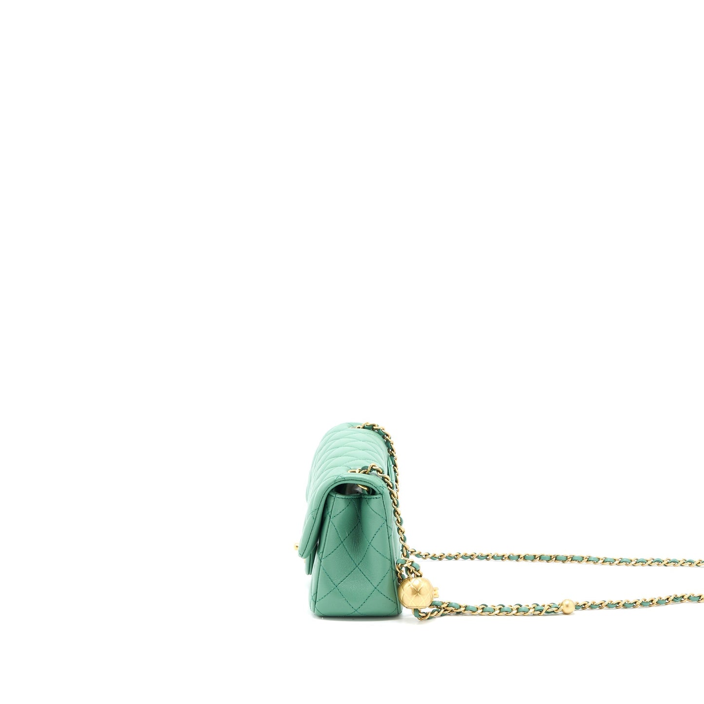 Chanel Pearl Crush Mini Rectangular Flap Bag Lambskin Green  (Microchip)