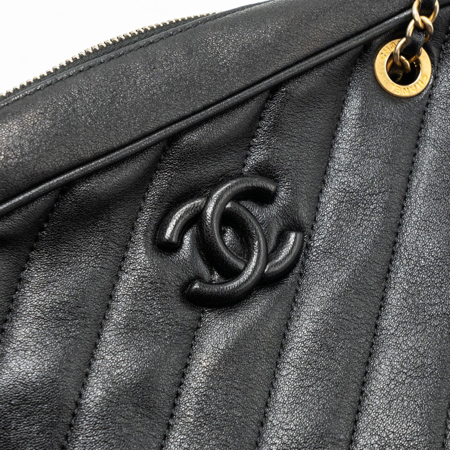 Chanel zipper camera chain bag lambskin black