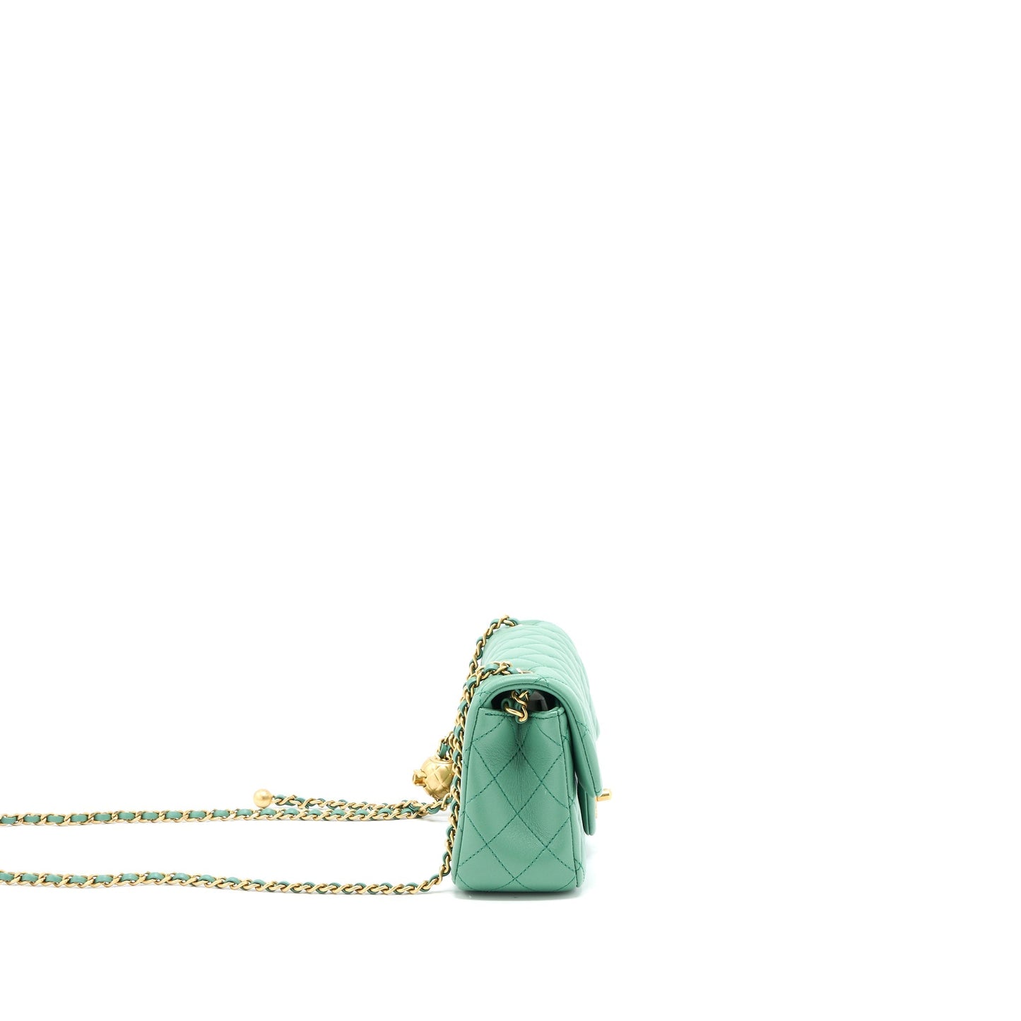 Chanel Pearl Crush Mini Rectangular Flap Bag Lambskin Green  (Microchip)