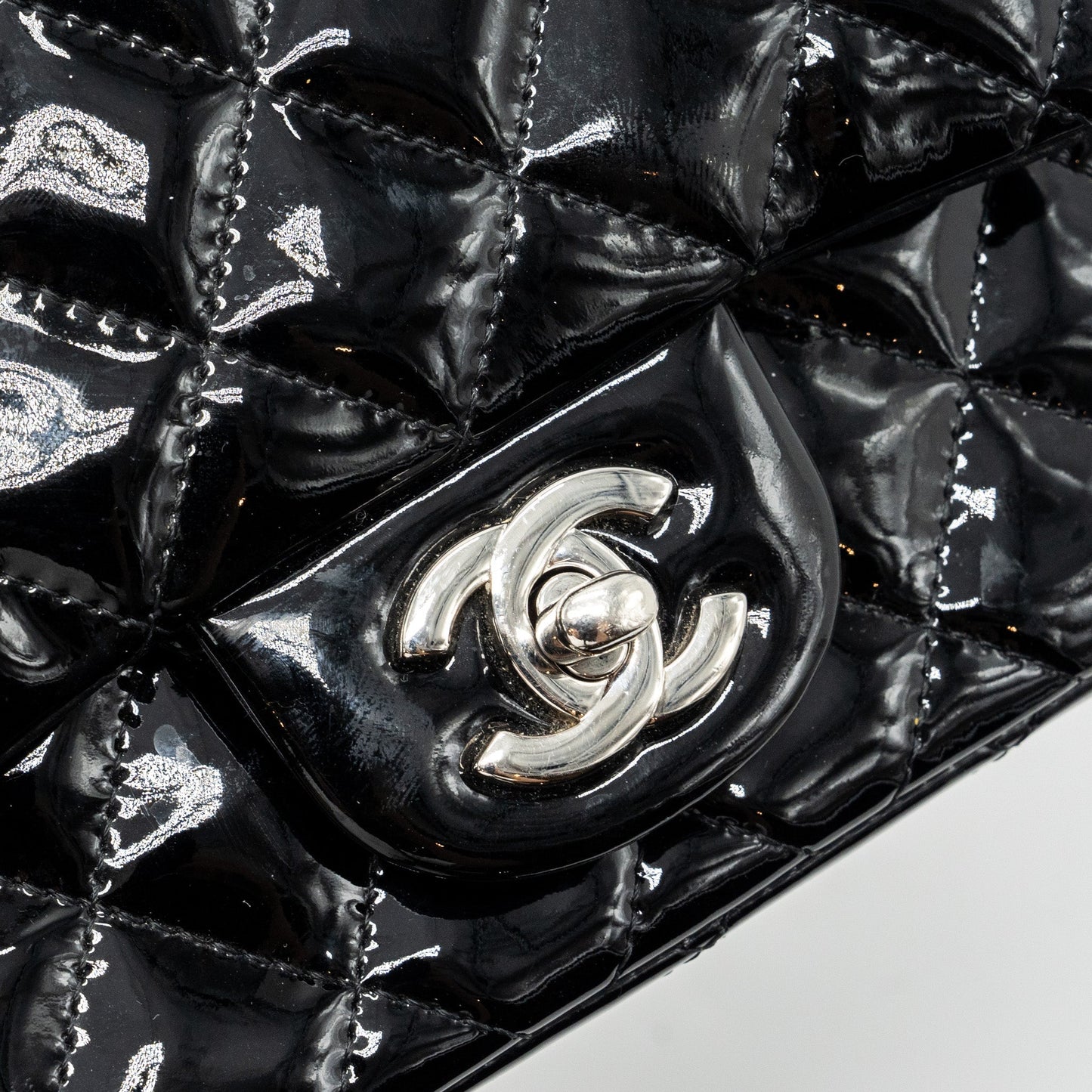 Chanel Classic Mini Square Flap Bag Patent Black