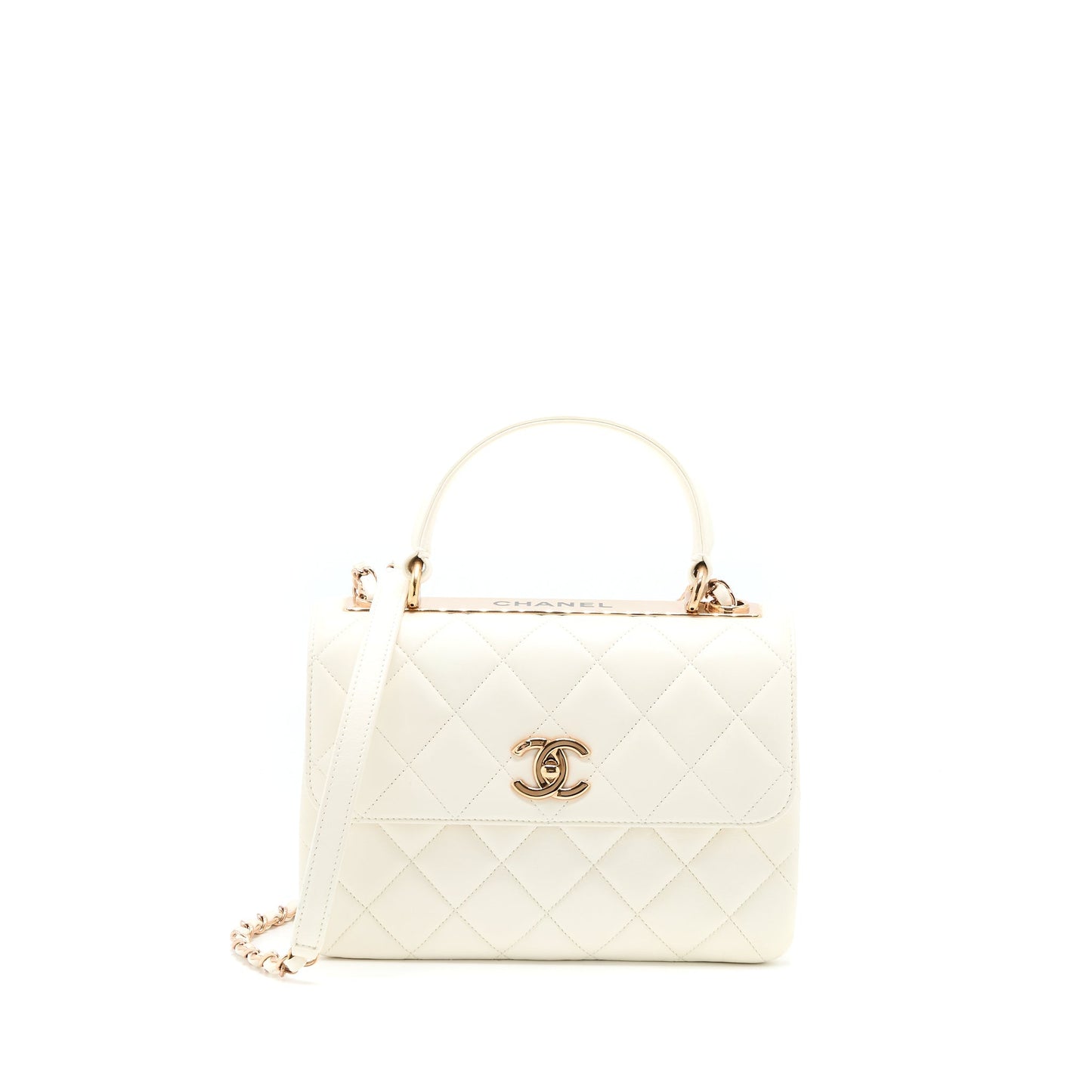 Chanel Small Trendy CC Lambskin White R (Microchip)