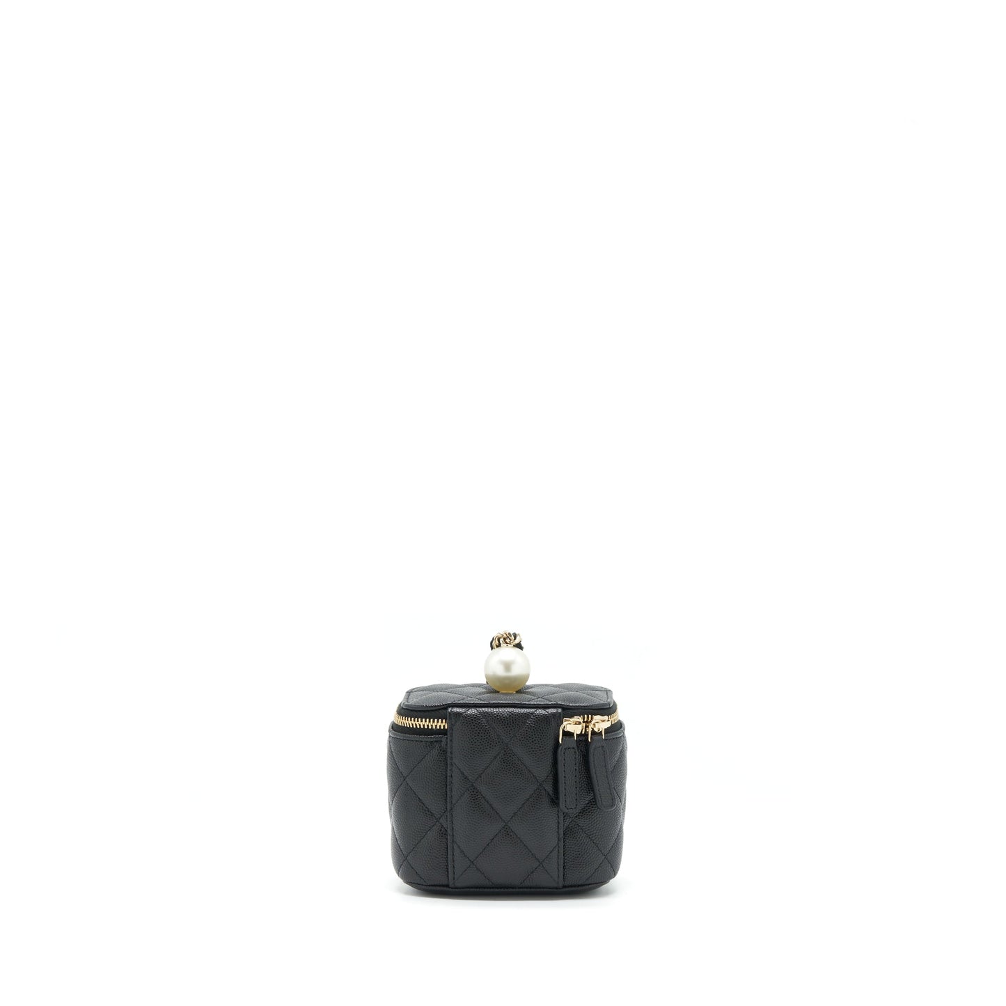 Chanel Small Vanity Clutch With Chain CC Pearl Caviar Black L