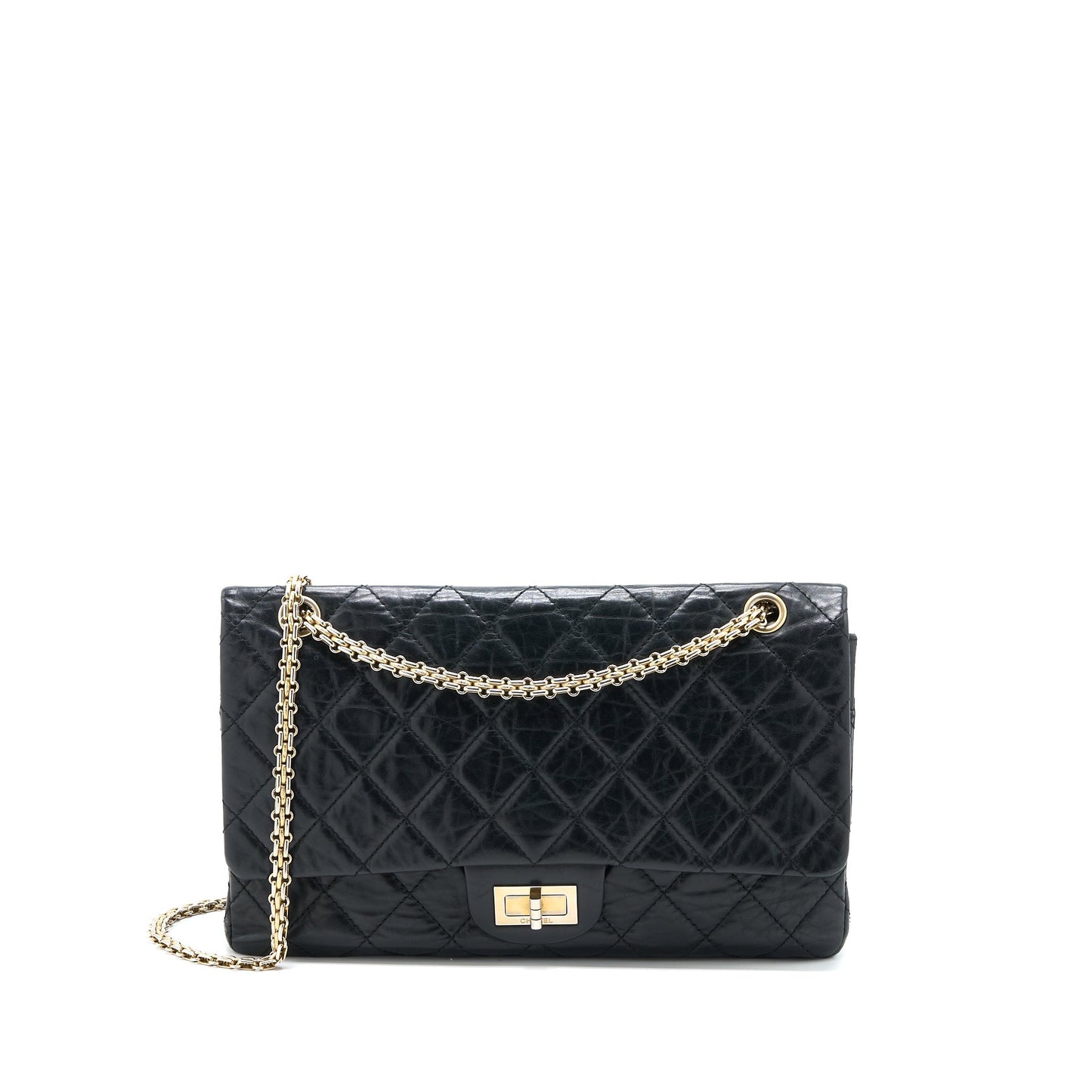 Chanel 2.55 227 Maxi Reissue Flap Bag Aged Calfskin Black L