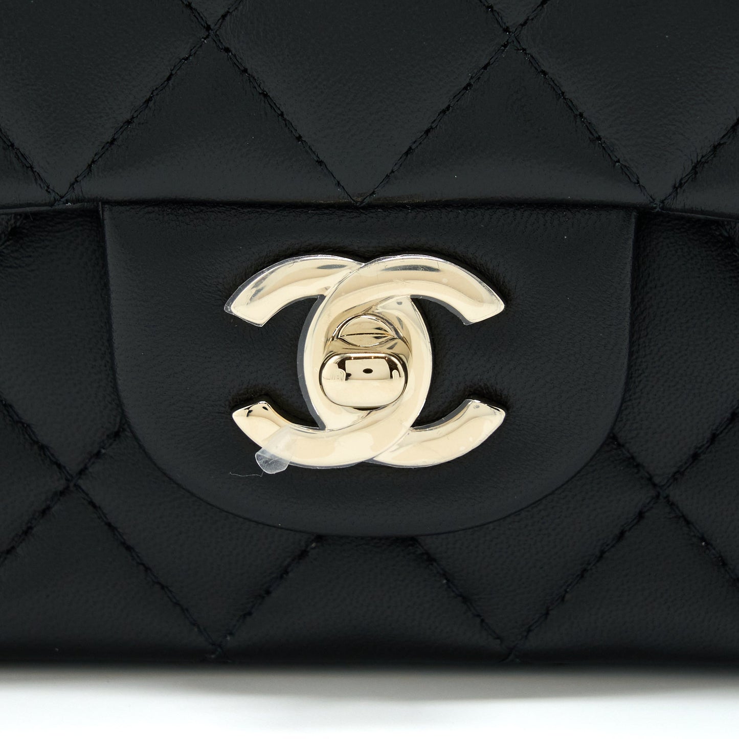Chanel Top Handle Mini Rectangular Flap Bag Lambskin Black L
