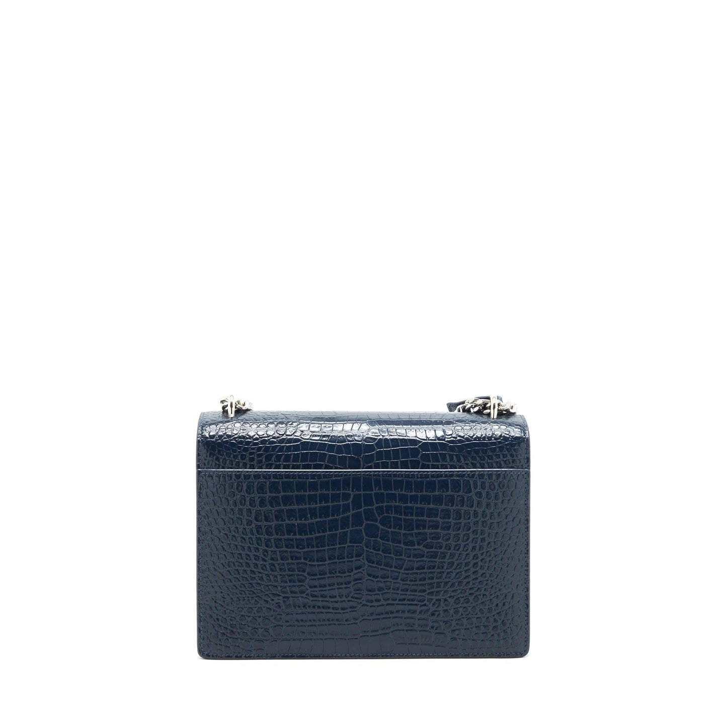 Saint Laurent Medium Sunset Purse Crocodile-Embossed calfskin dark blue