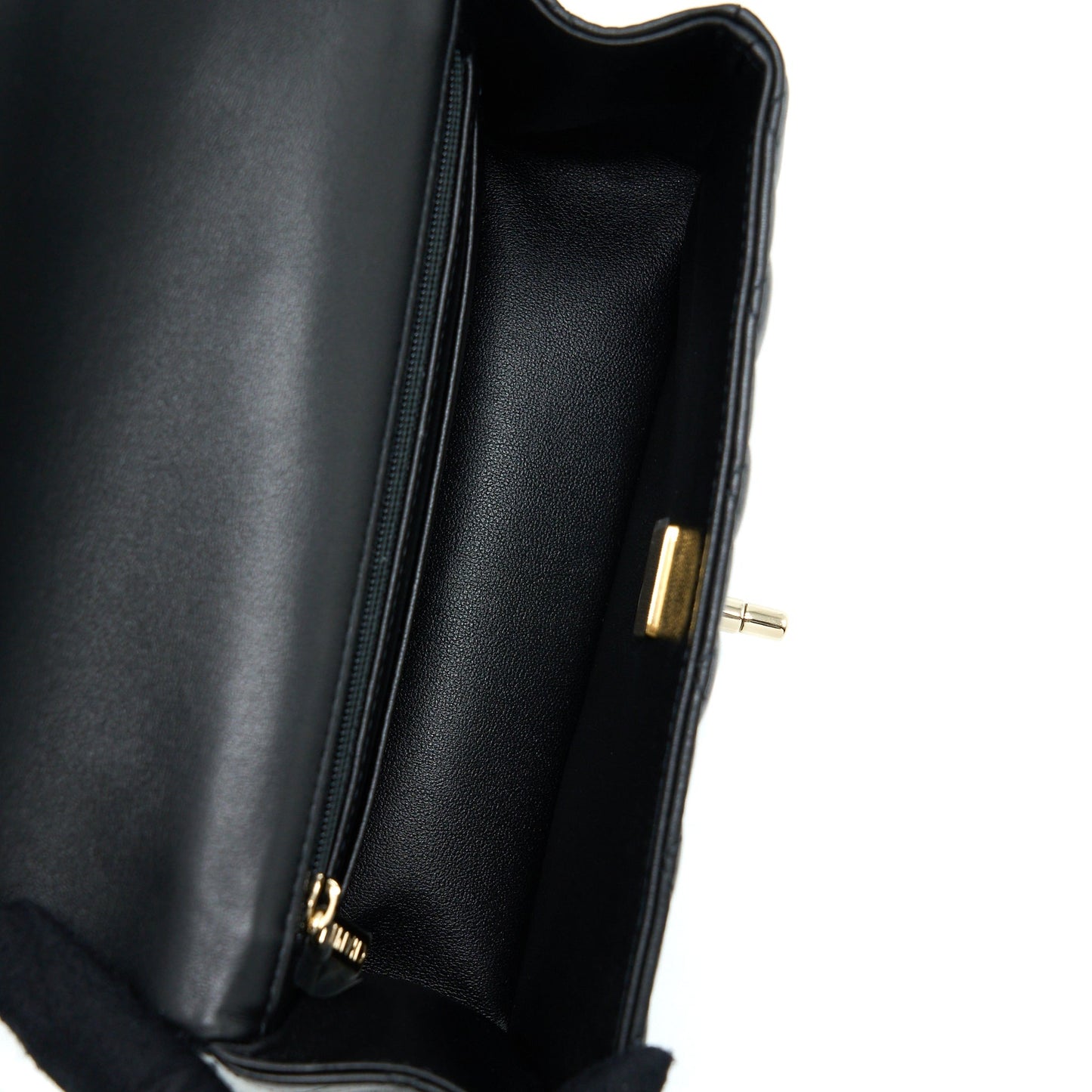 Chanel Top Handle Mini Rectangular Flap Bag Lambskin Black L