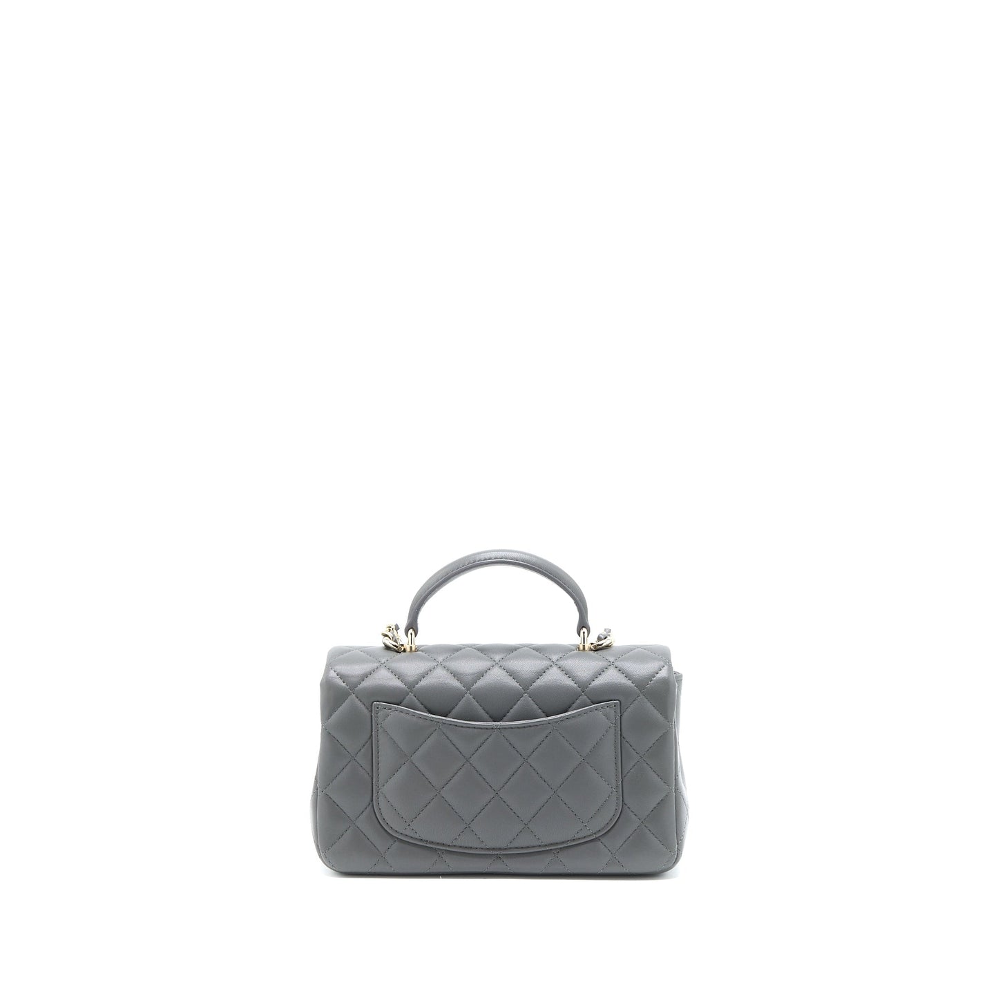 Chanel Top handle Mini Rectangular Flap Bag Lambskin Grey L (Microchip)
