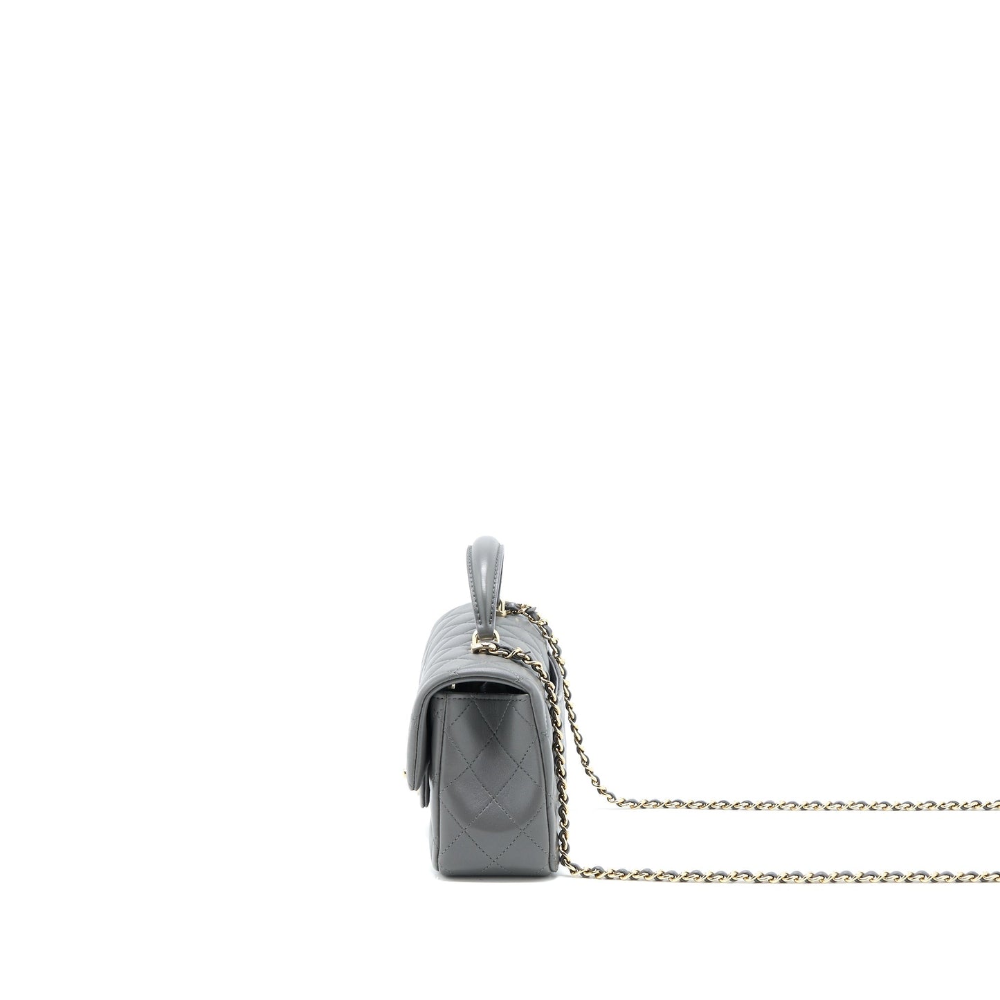 Chanel Top handle Mini Rectangular Flap Bag Lambskin Grey L (Microchip)