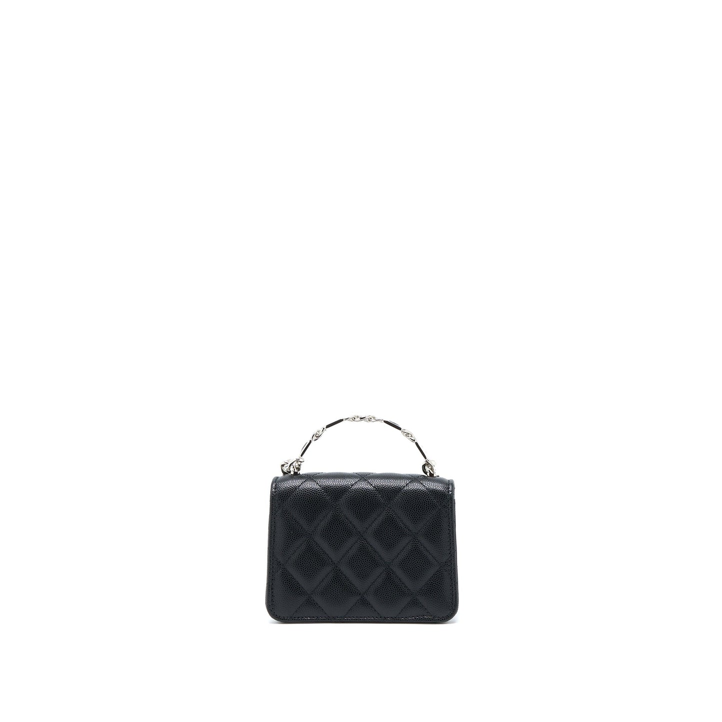 Chanel Detailed Top Handle Mini Flap Bag with Chain Caviar Black