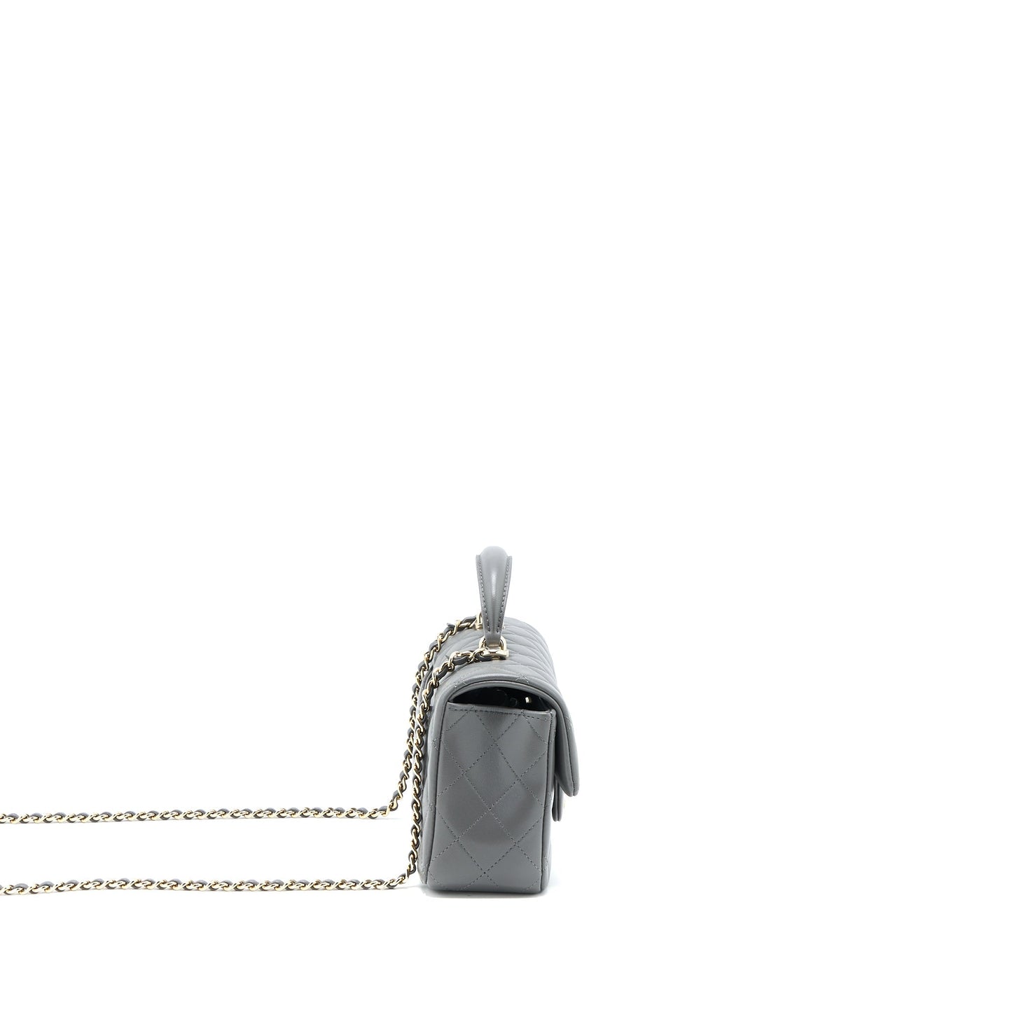 Chanel Top handle Mini Rectangular Flap Bag Lambskin Grey L (Microchip)