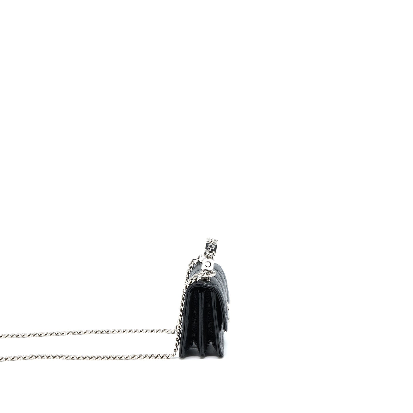 Chanel Detailed Top Handle Mini Flap Bag with Chain Caviar Black
