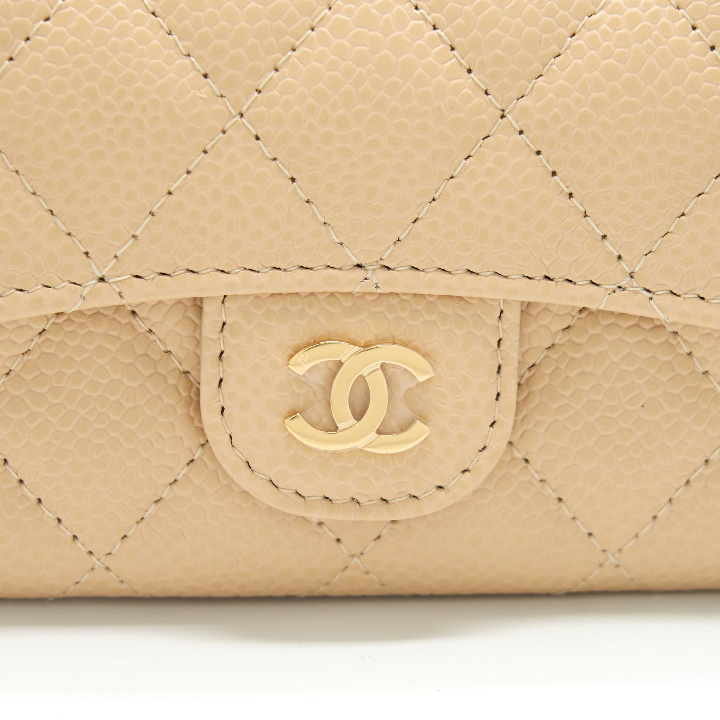 Chanel Classic Mini Flap Cardholder Caviar Beige