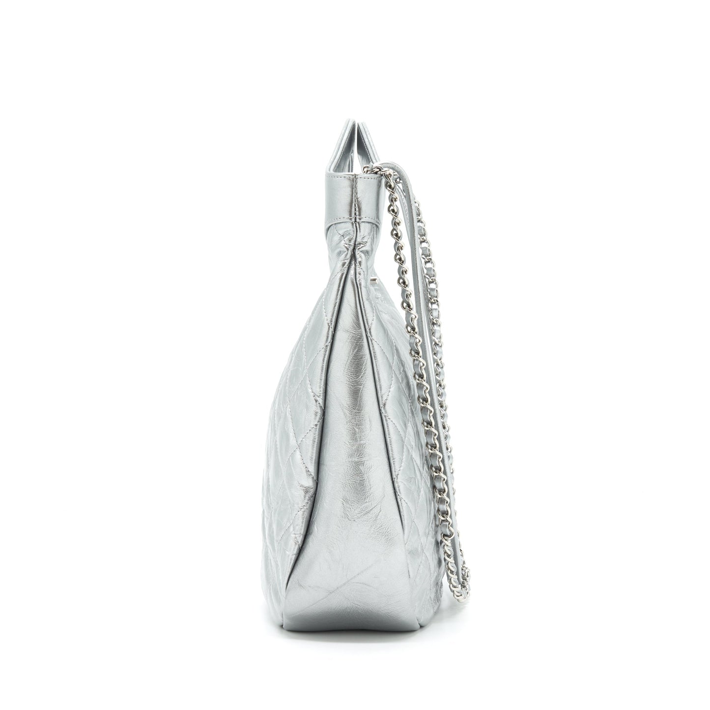 Chanel Small 31 Bag Quilted Crumpled Calfskin Metallic Silver
