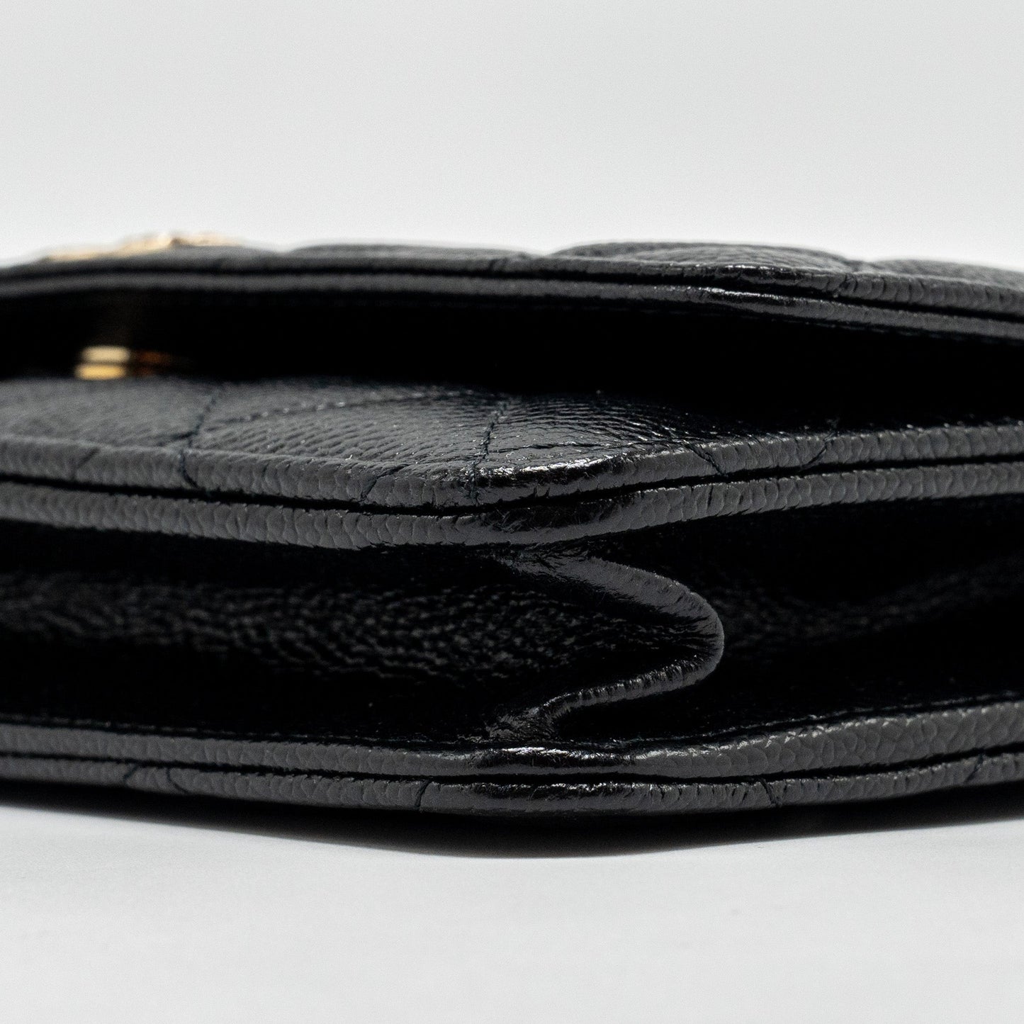 Chanel Detailed CC Logo Wallet on Chain Caviar Black  (Microchip)