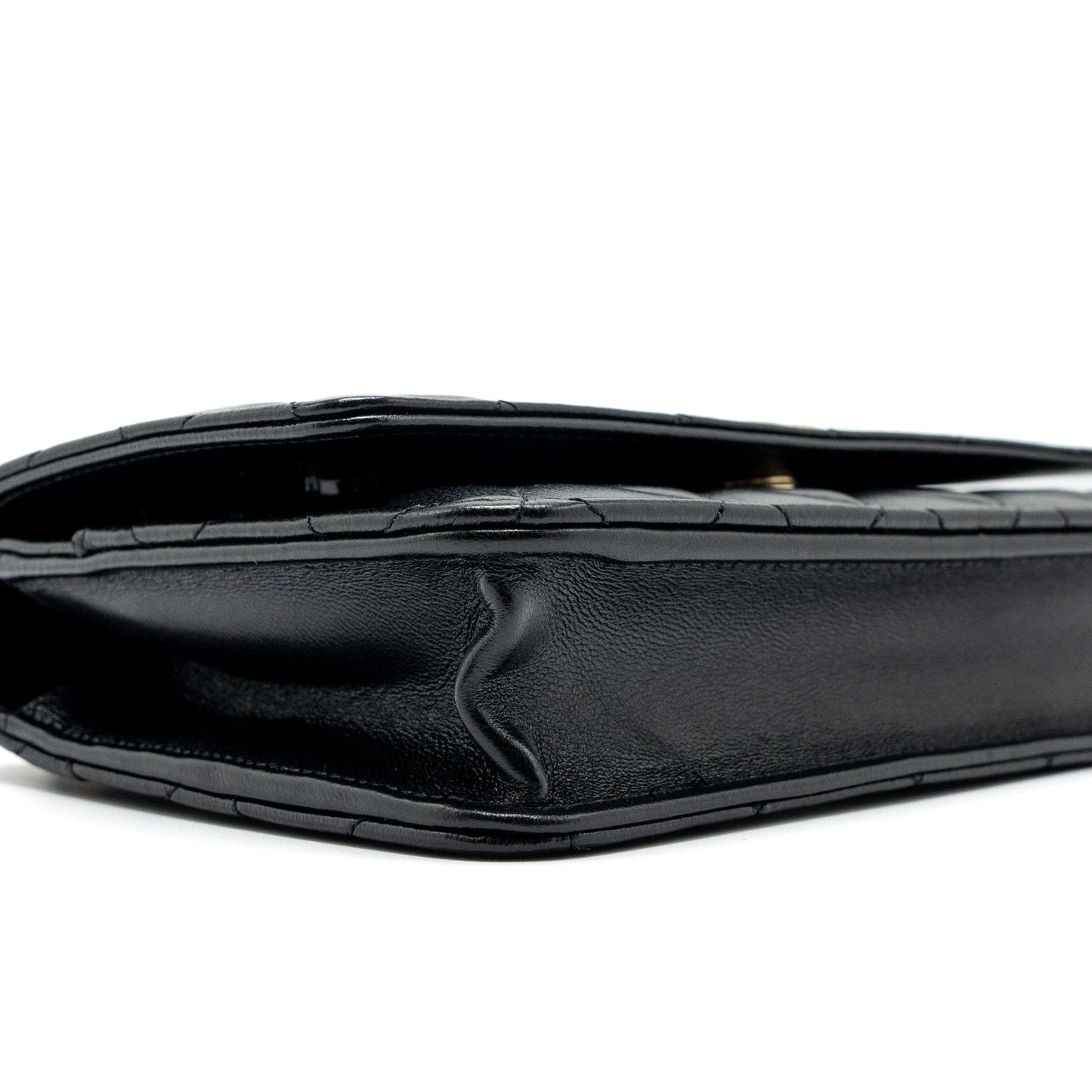 Chanel Detail Top Handle Wallet On Chain Lambskin Black Brushed  (Microchip)