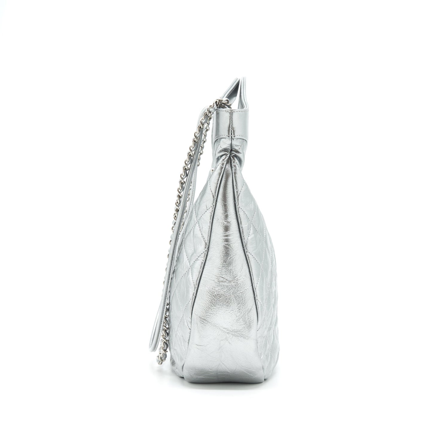 Chanel Small 31 Bag Quilted Crumpled Calfskin Metallic Silver