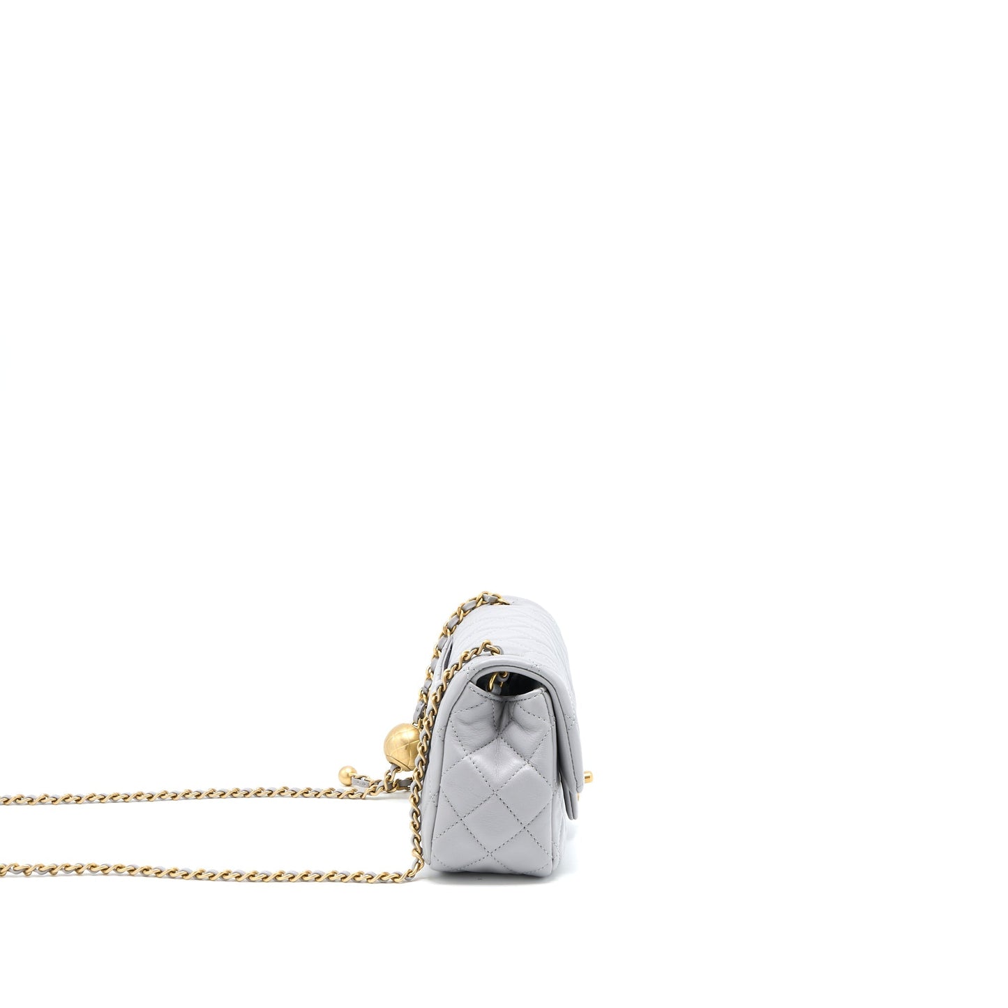 Chanel Pearl Crush Mini Rectangular Flap Bag Lambskin Light Grey Brushed  (Microchip)