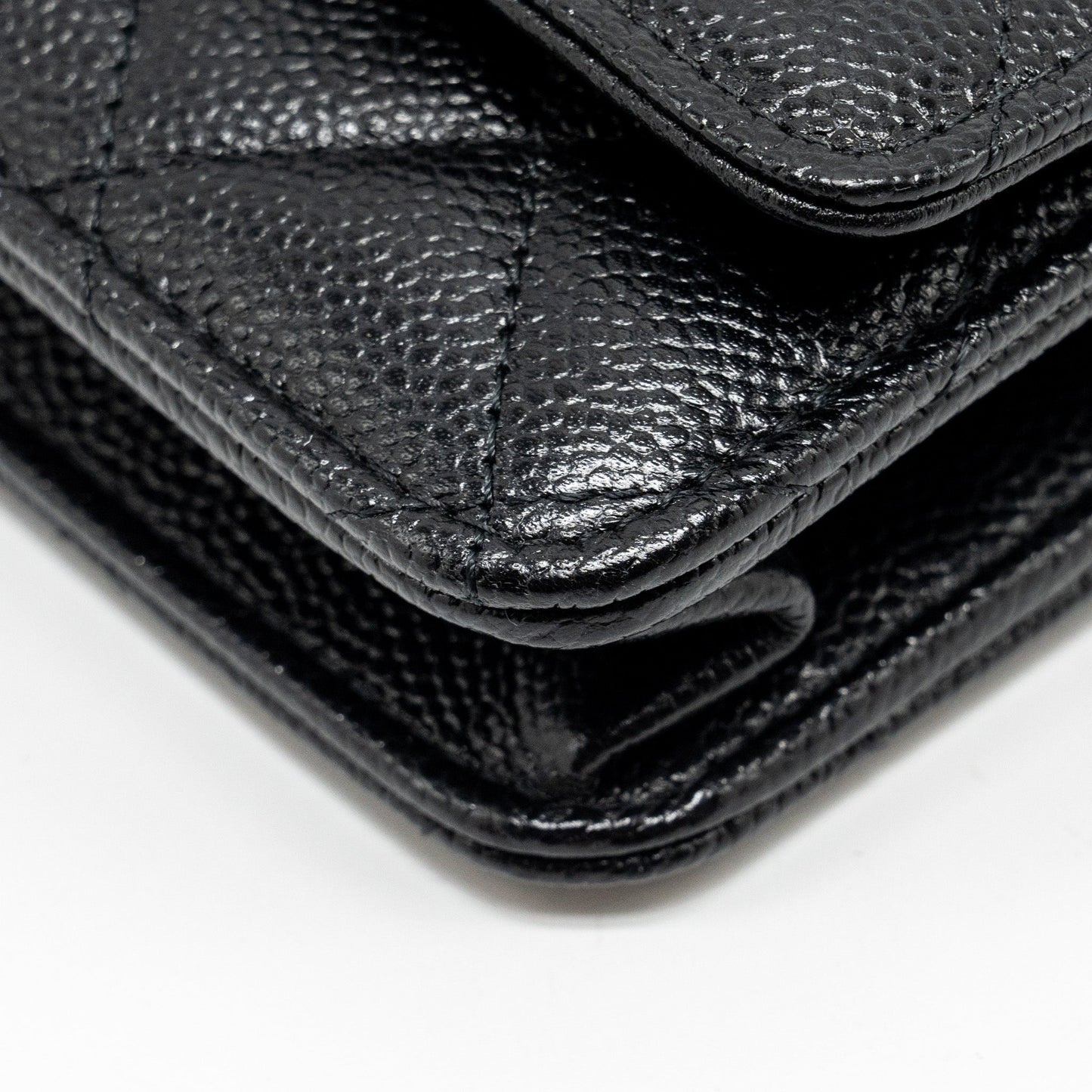 Chanel Detailed CC Logo Wallet on Chain Caviar Black  (Microchip)