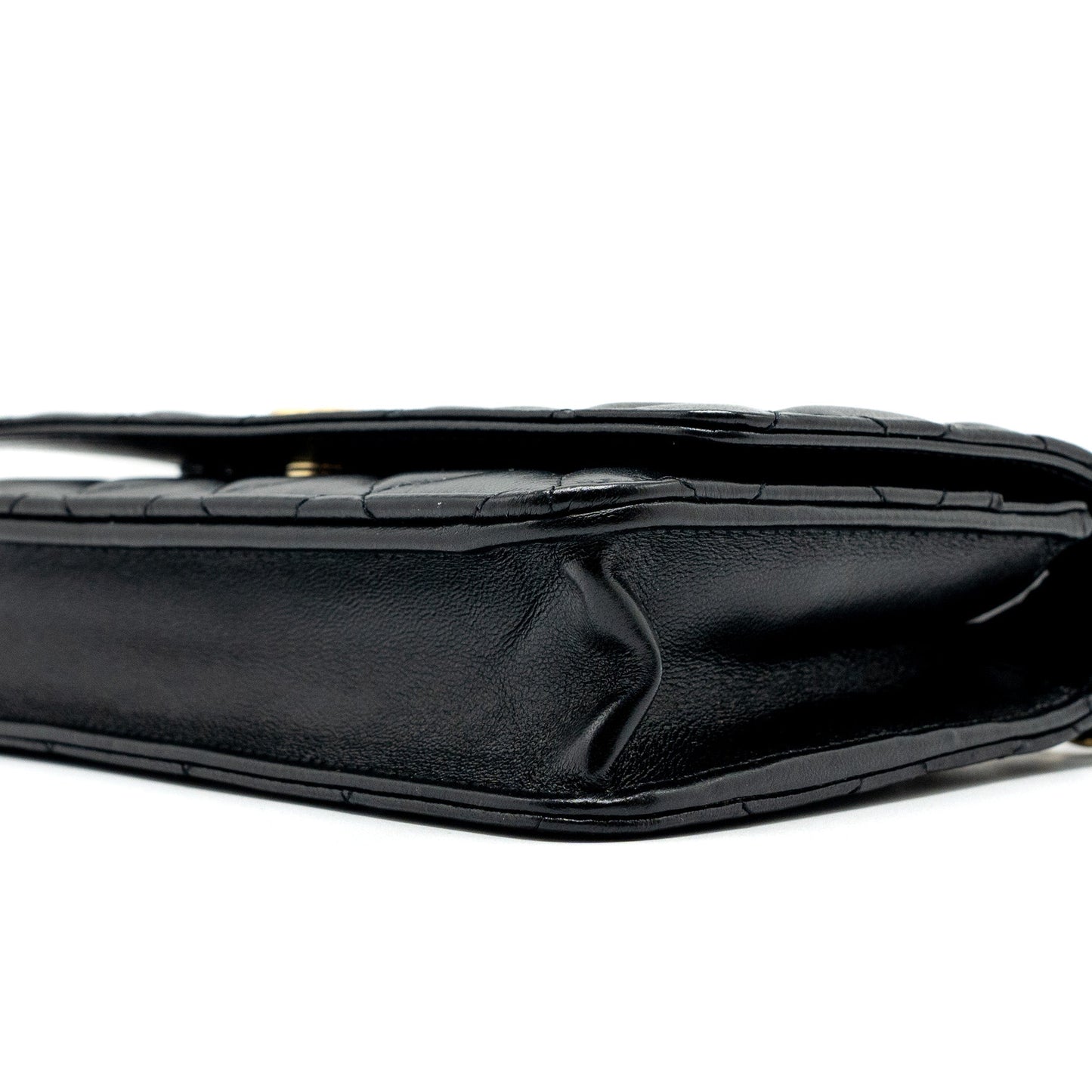 Chanel Detail Top Handle Wallet On Chain Lambskin Black Brushed  (Microchip)