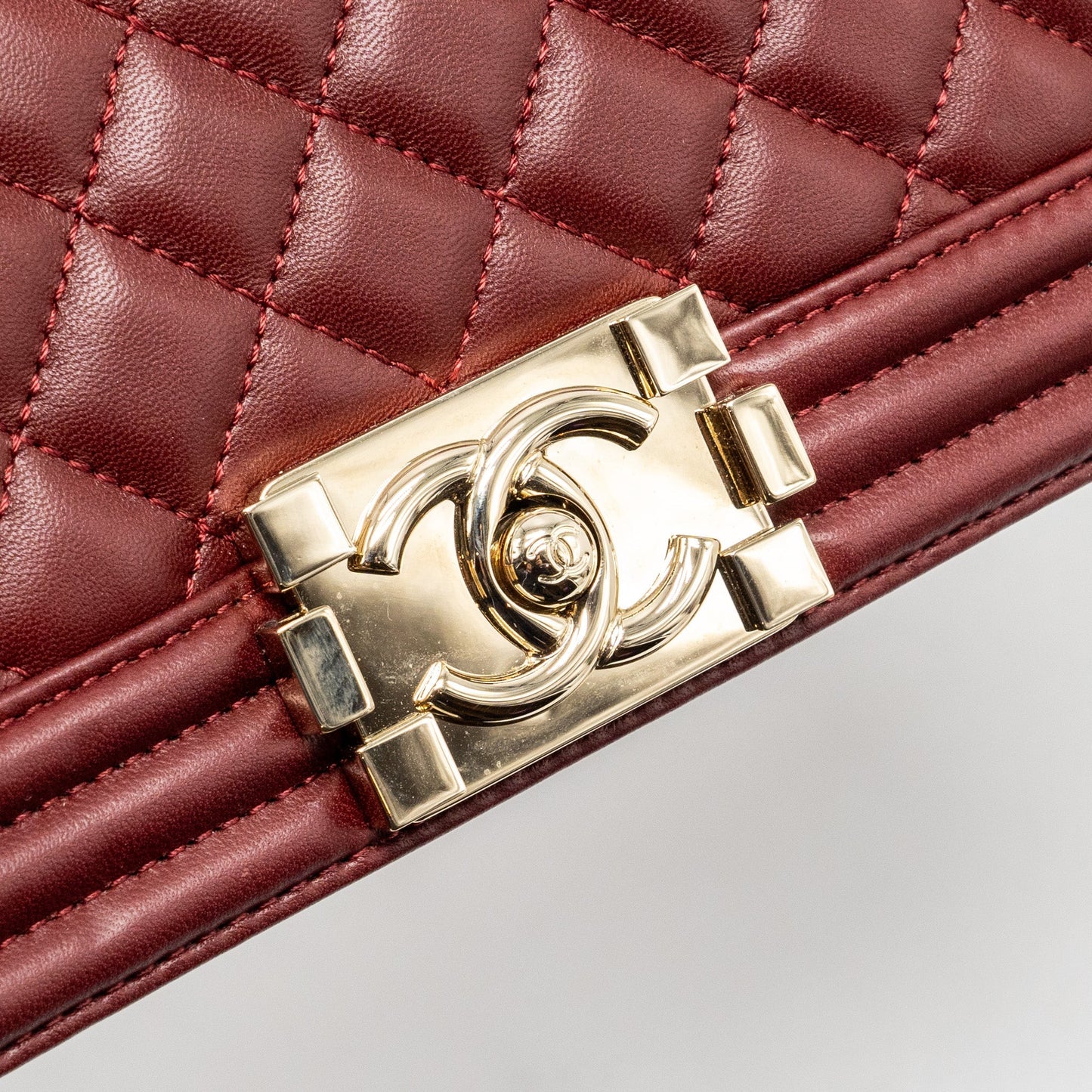 Chanel Medium Boy Bag Lambskin Dark Red L