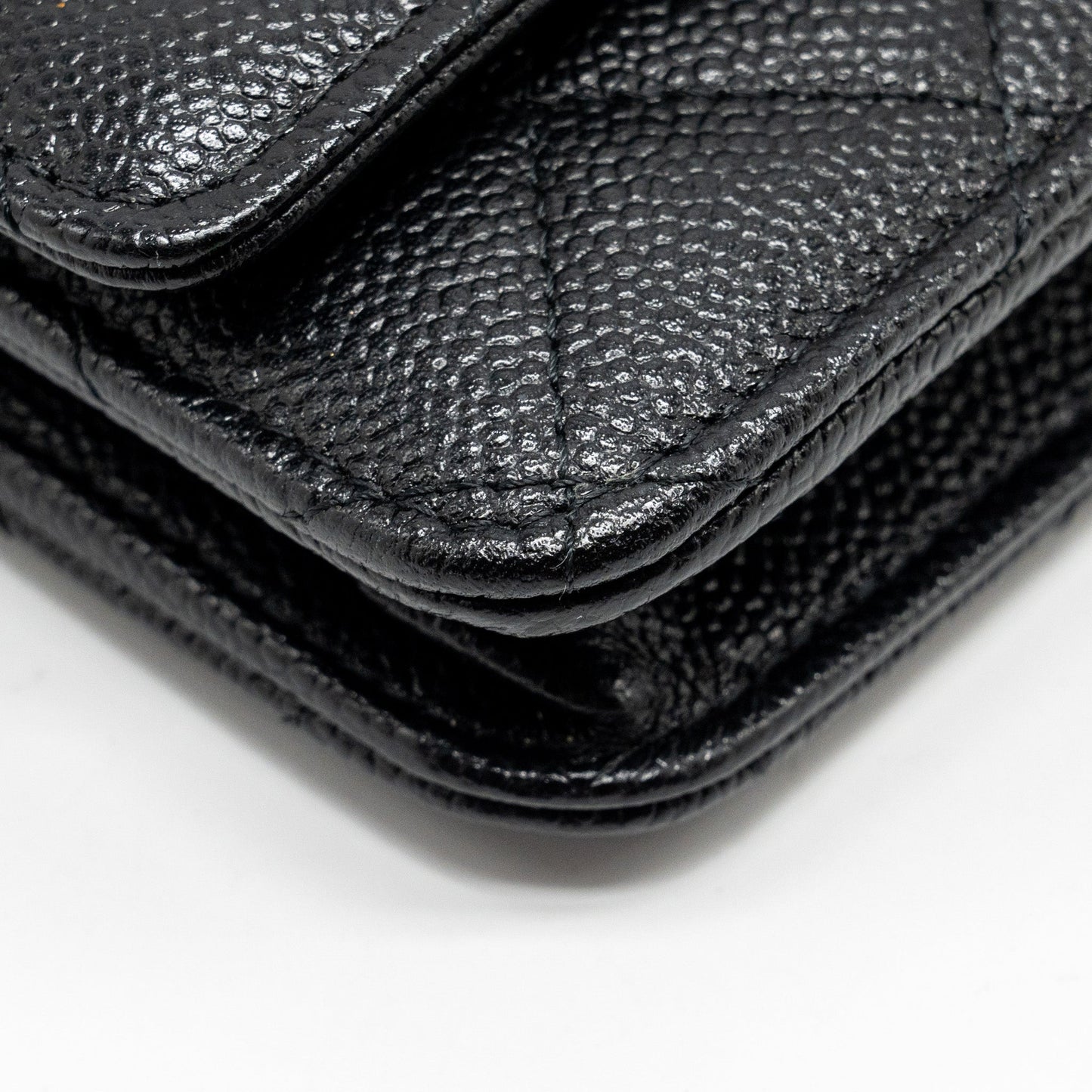 Chanel Detailed CC Logo Wallet on Chain Caviar Black  (Microchip)