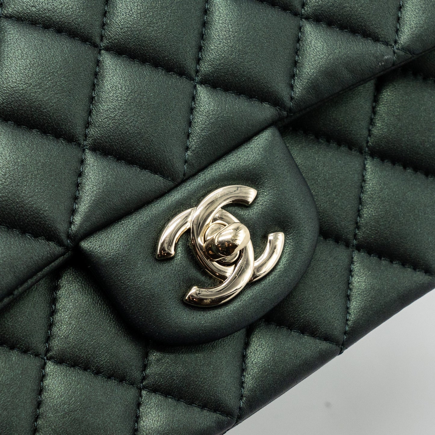Chanel Top Handle Mini Rectangular Flap Bag Lambskin Dark Green L (microchip)
