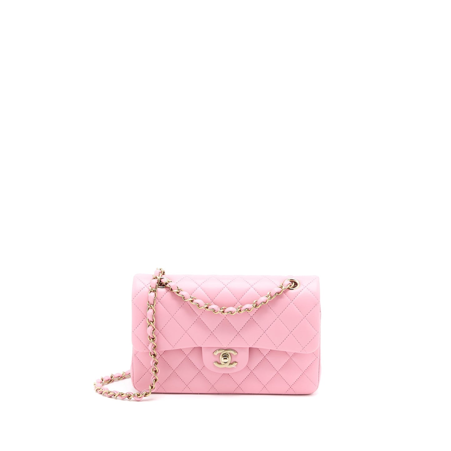 Chanel Small Classic Flap Bag Lambskin Pink L (Microchip)