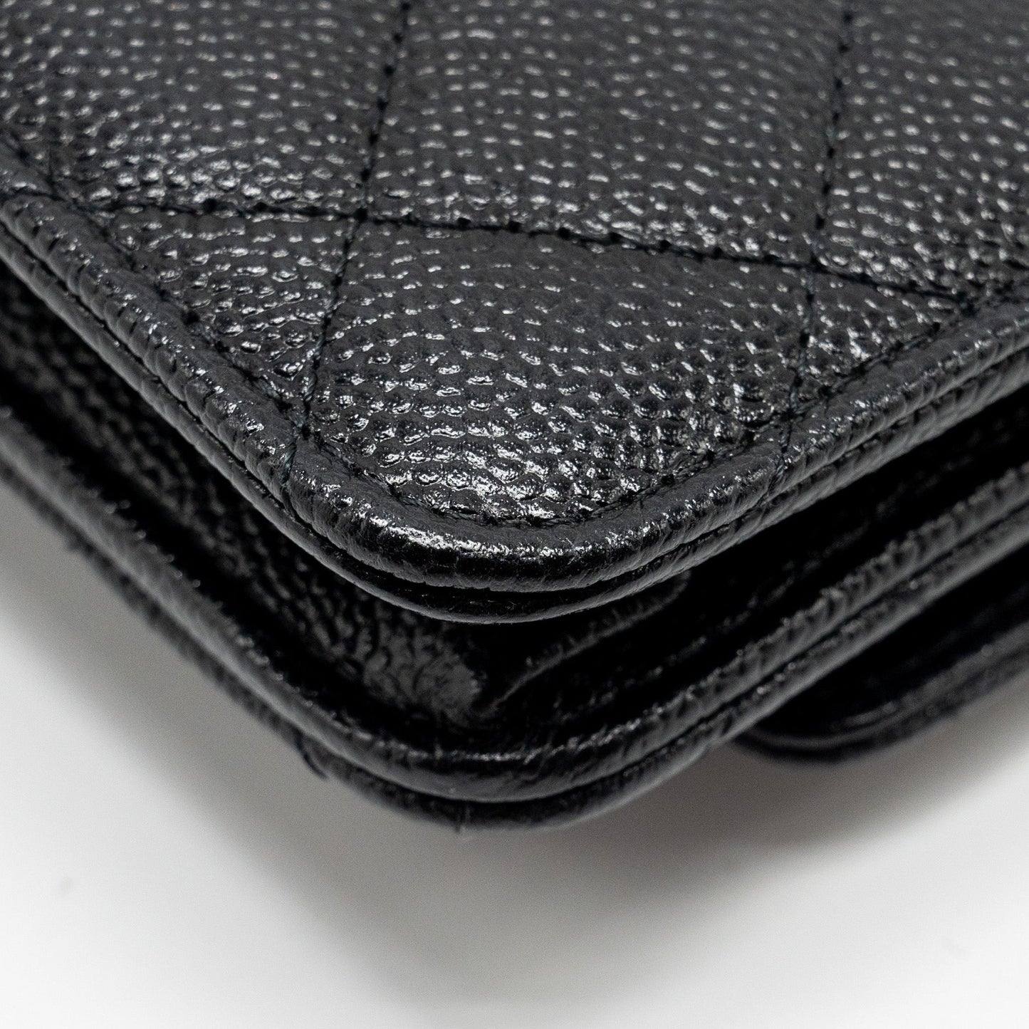 Chanel Detailed CC Logo Wallet on Chain Caviar Black  (Microchip)
