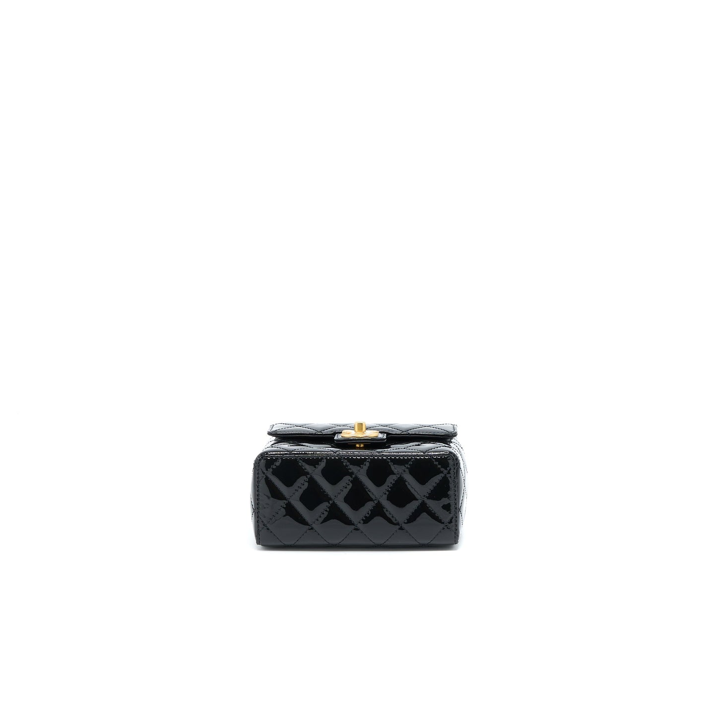 Chanel 22K Retro Classic New Square Mini Flap Bag Patent Black Brushed  (Microchip)