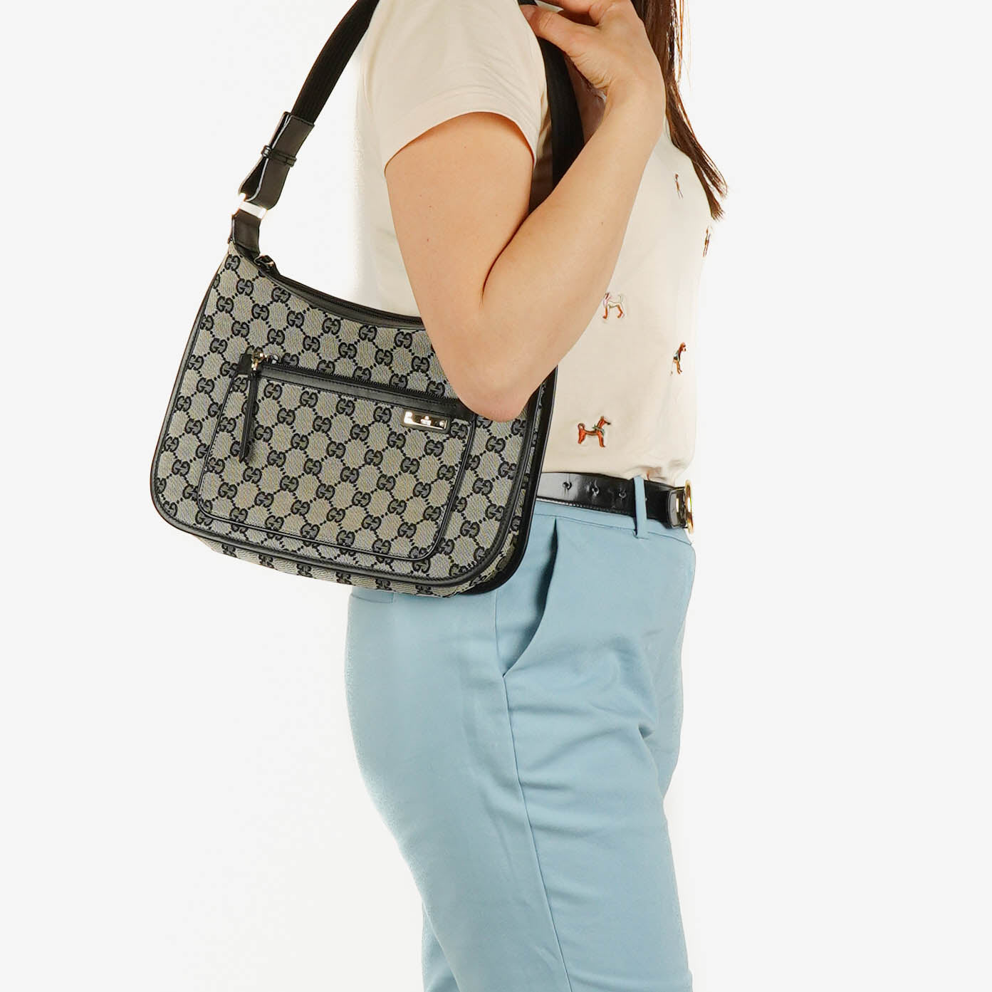 Gucci Monogram Canvas Hobo Bag